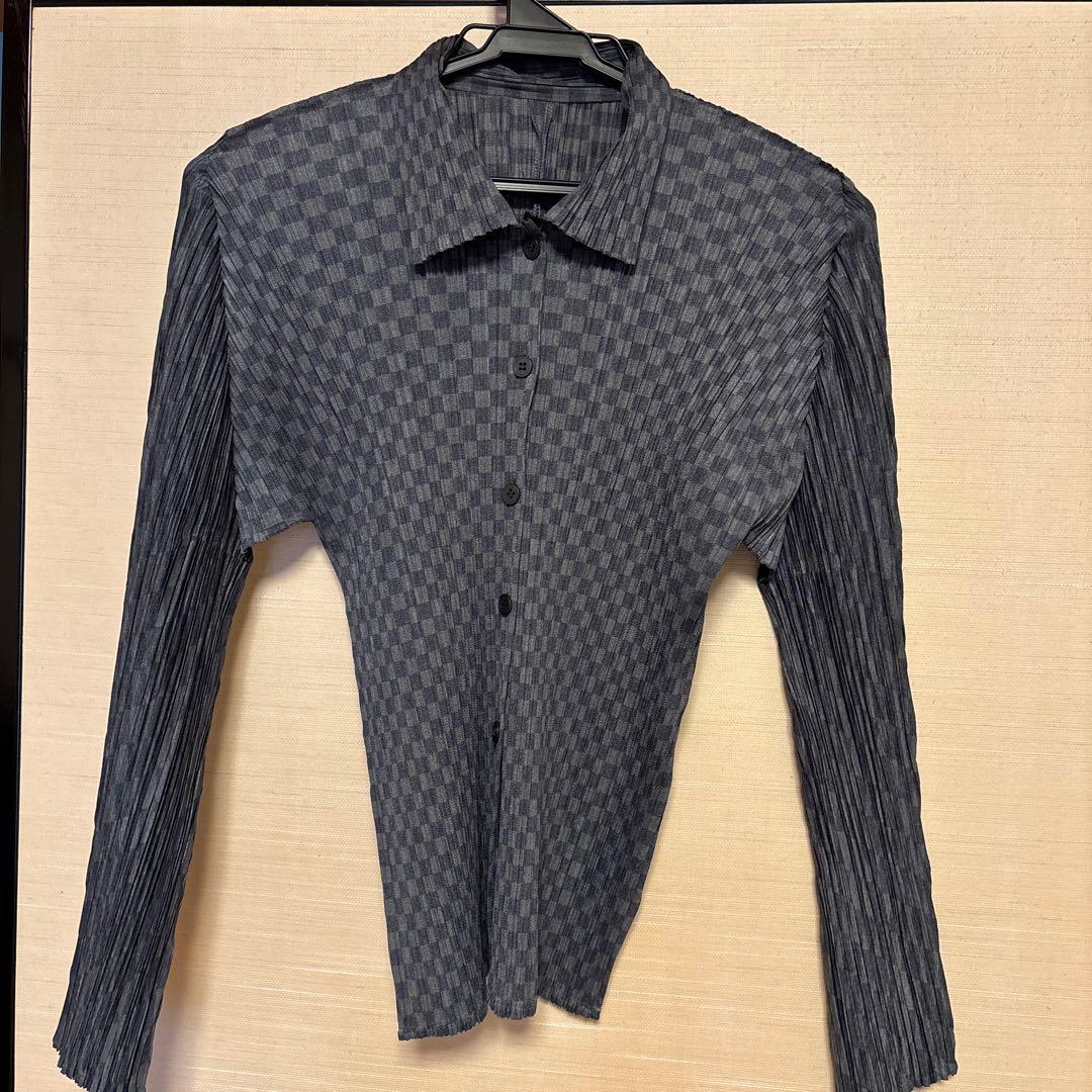 プリーツプリーズPLEATS PLEASE☆千鳥格子シャツグレー PLEATS PLEASE プリーツプリーズ グレー PP05-JJ105 BASICS シャツ 5