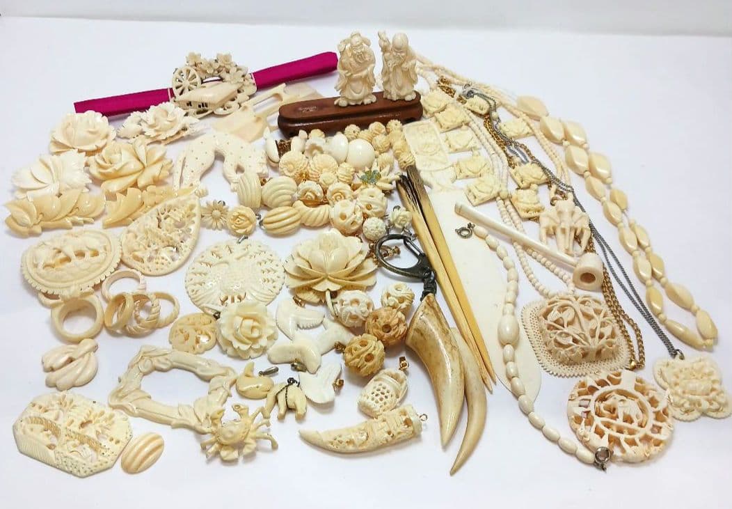 Y3304-1 高級彫刻 アクセサリー その他 セット 約90点 462.3g