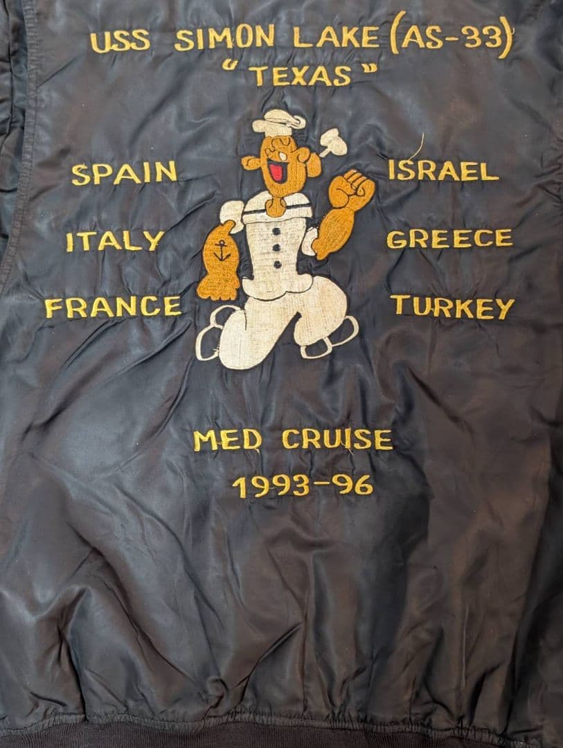 幻級【希少】90S U.S.NAVY 海軍 ツアージャケット ポパイ ベドジャン