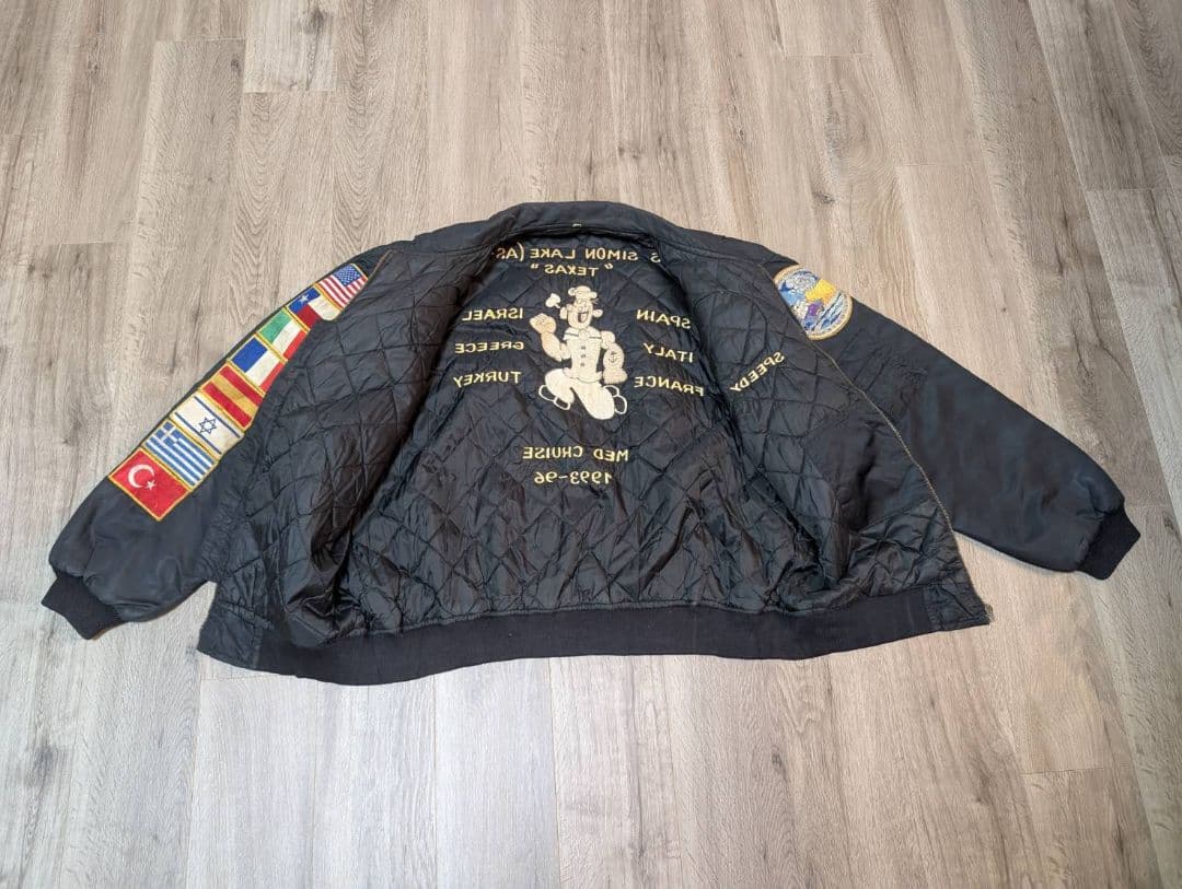 幻級【希少】90S U.S.NAVY 海軍 ツアージャケット ポパイ ベドジャン