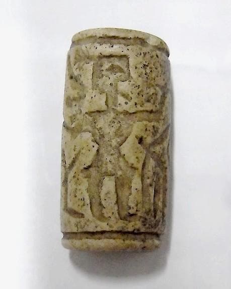 ☆R0802☆ 古代石 (222) 古代メソポタミア 円筒 印章石 闘争図 - メルカリ