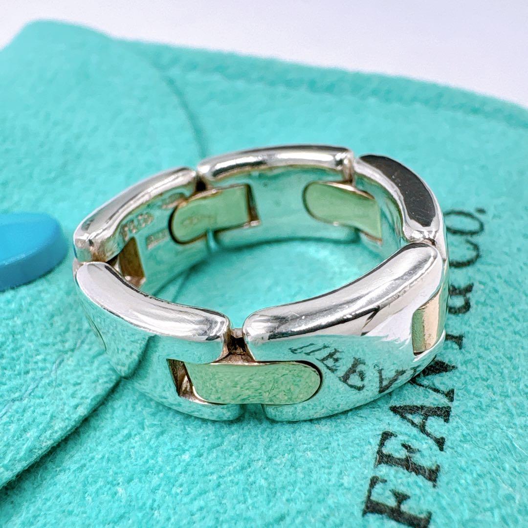 極美品 オールドティファニー Hリンク コンビ リング 11号 シルバー