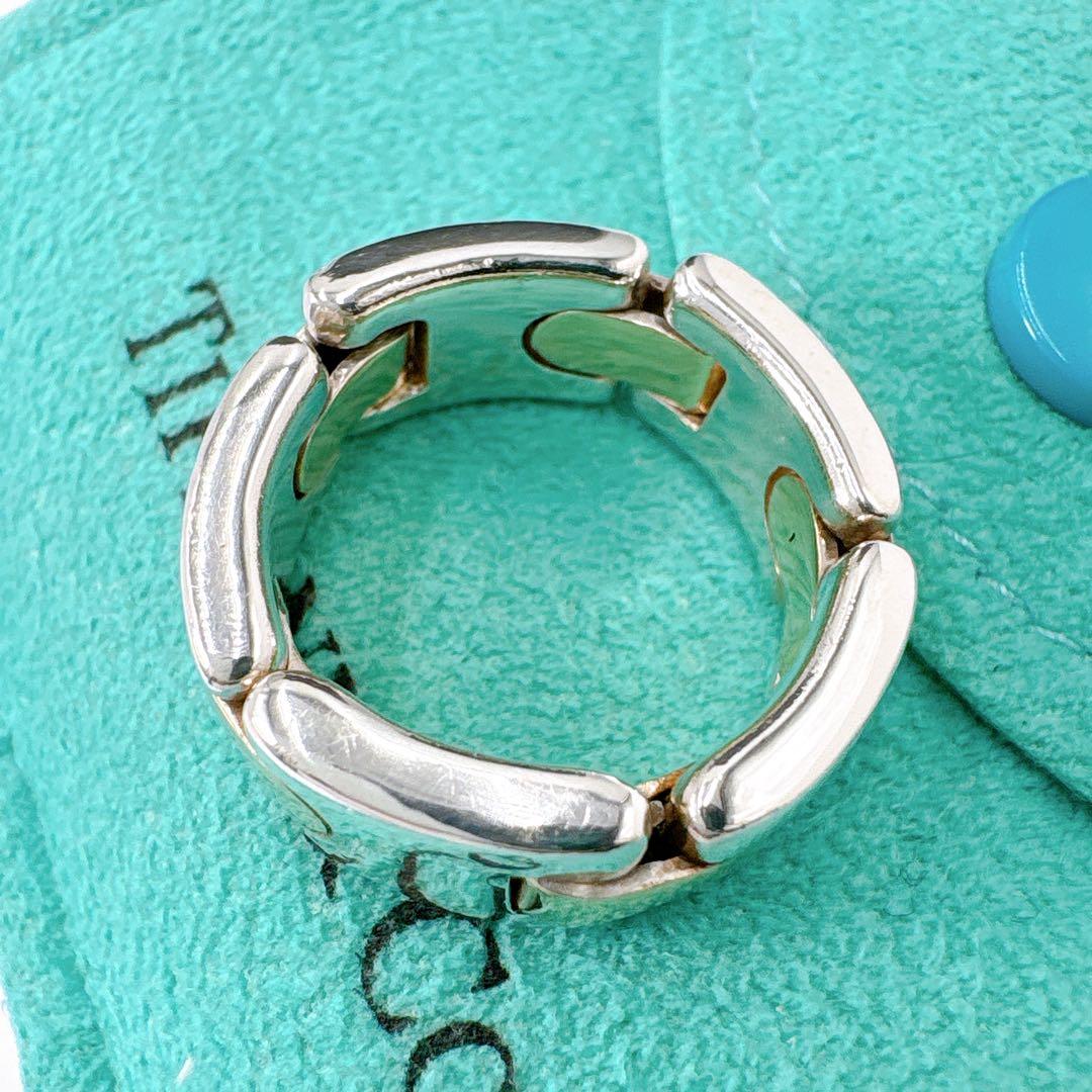 極美品 オールドティファニー Hリンク コンビ リング 11号 シルバー