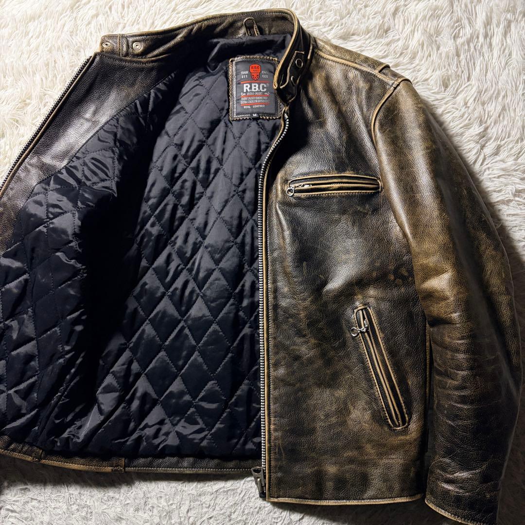 【雰囲気抜群】R.B.C ライダースジャケット　本革　ブラック　M