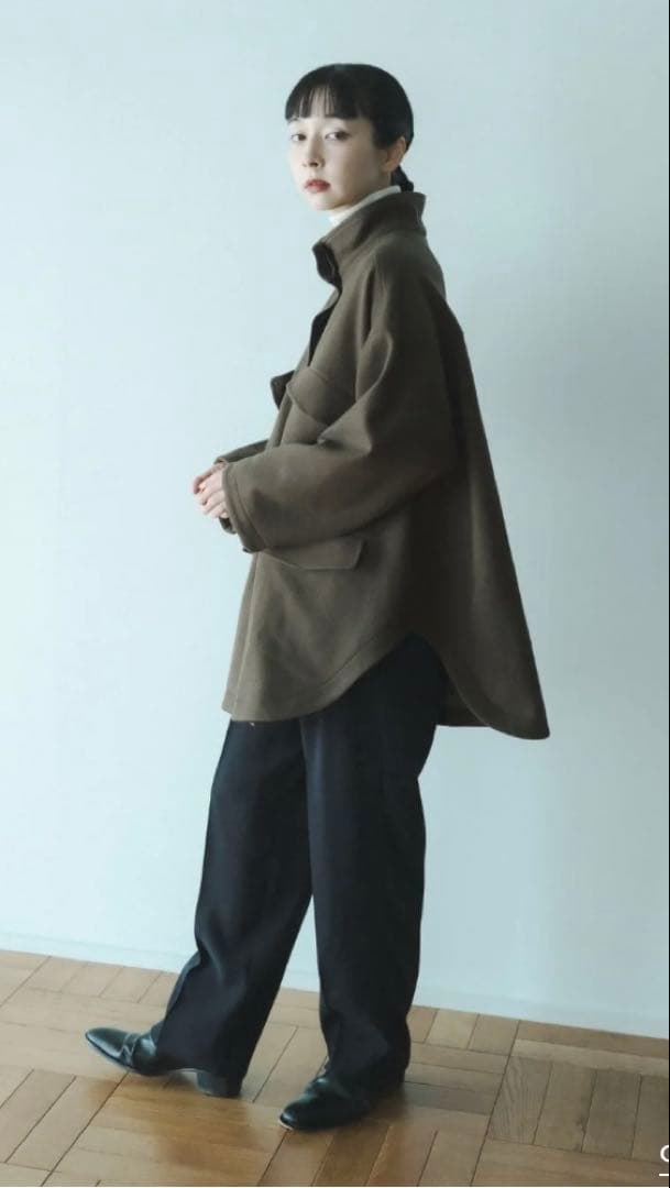 【foufou】melton stand collar halfcoat