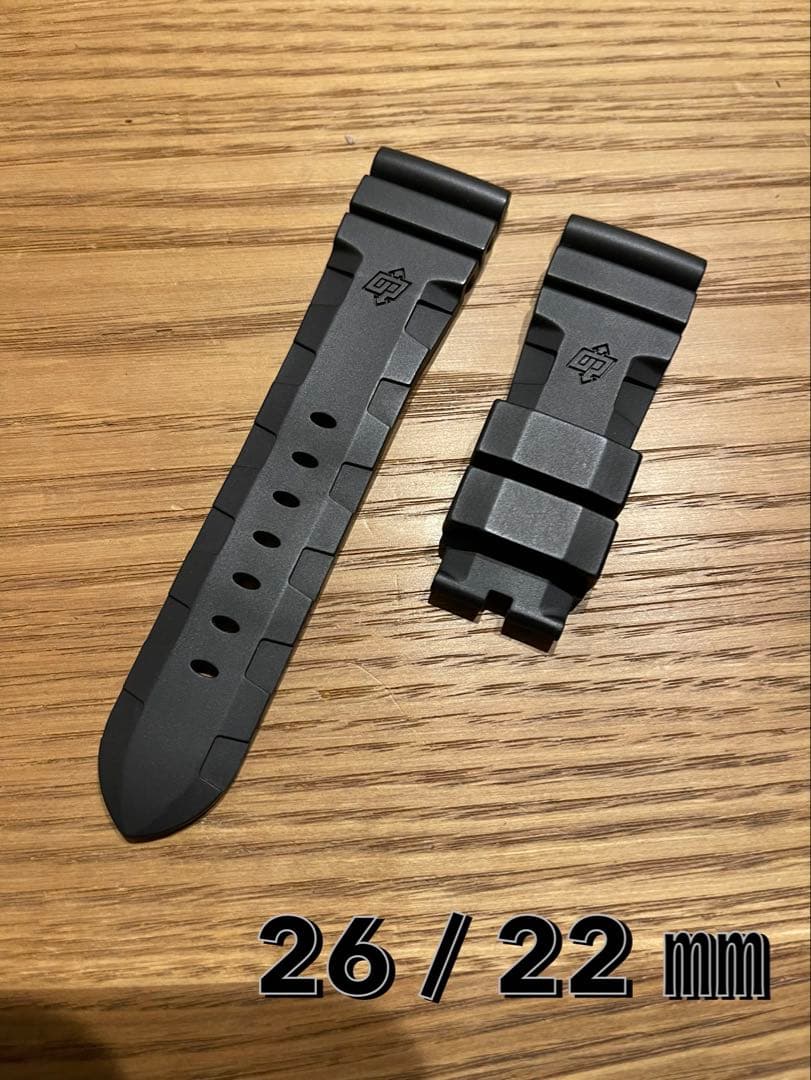 パネライ　ラバーストラップ 26/22mm ブラック パネライ オフィチネ ウォッチ用ラバーストラップ - 20/22/24/26 mm
