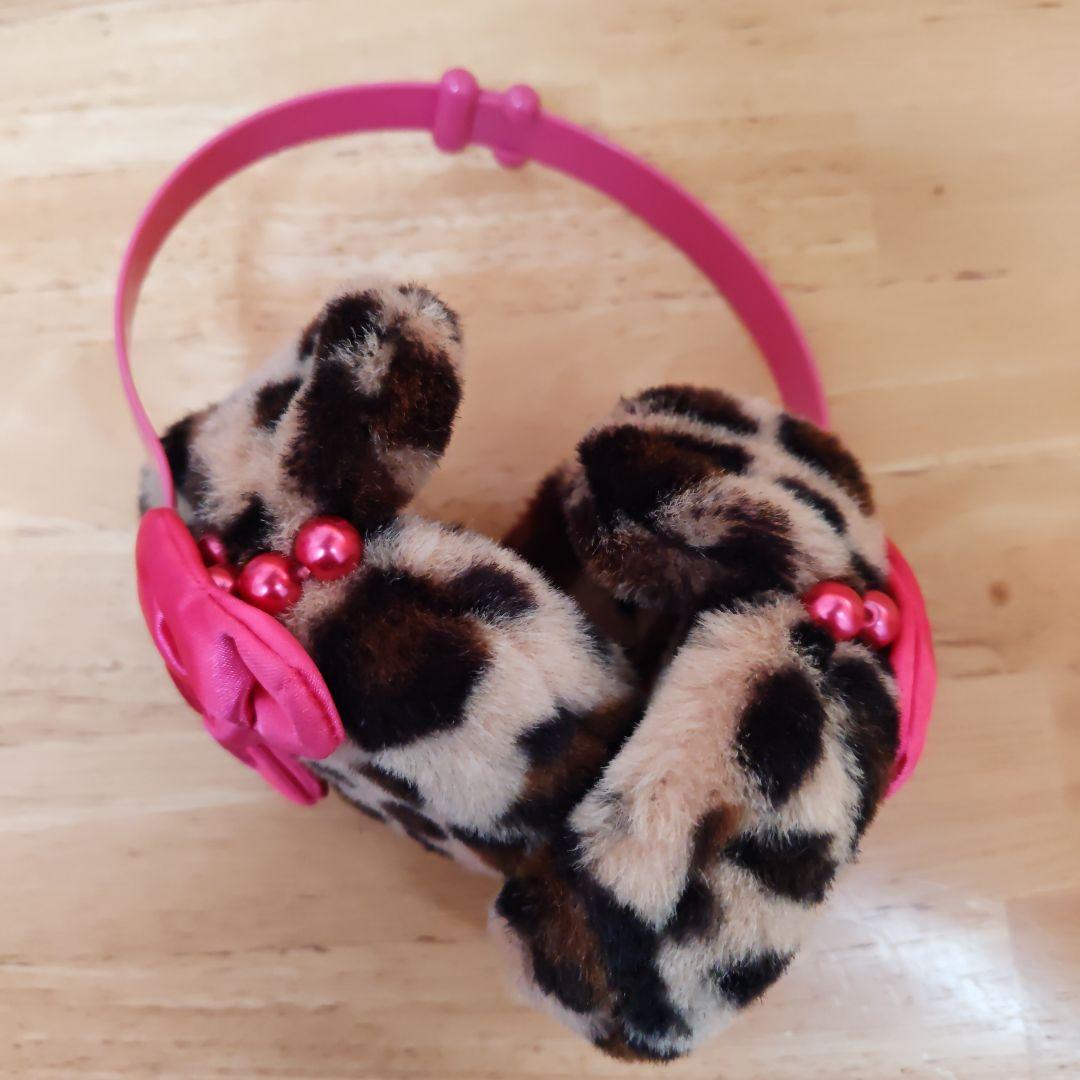 ディズニー ヒョウ柄 イヤーマフ 耳当て ミニーちゃん リボン ファー