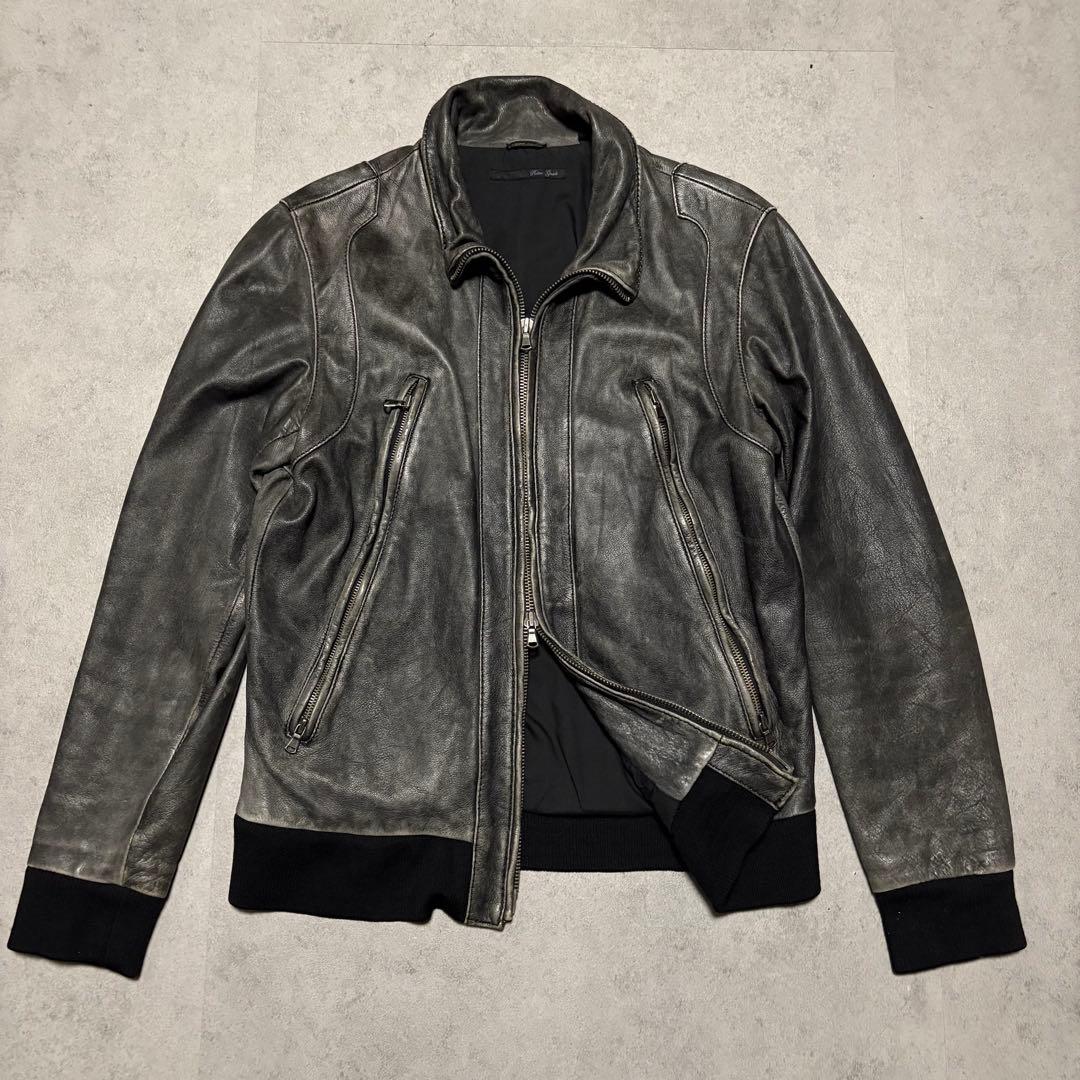 レトログレード　ライダース　レザー　ジャケット シングル　ダブルジップ　L 黒 楽天市場】Retro Grade レトログレード 羊皮 シングル ライダース