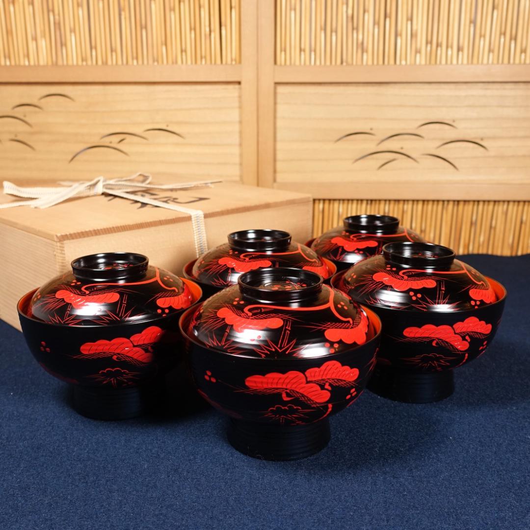 雅な逸品 天然木製 蓬莱山蒔絵 大振 煮物椀 雑煮椀 5客 共箱 雅な逸品 天然木製 蓬莱山蒔絵 大振 煮物椀 雑煮椀 5客 共箱 2025年