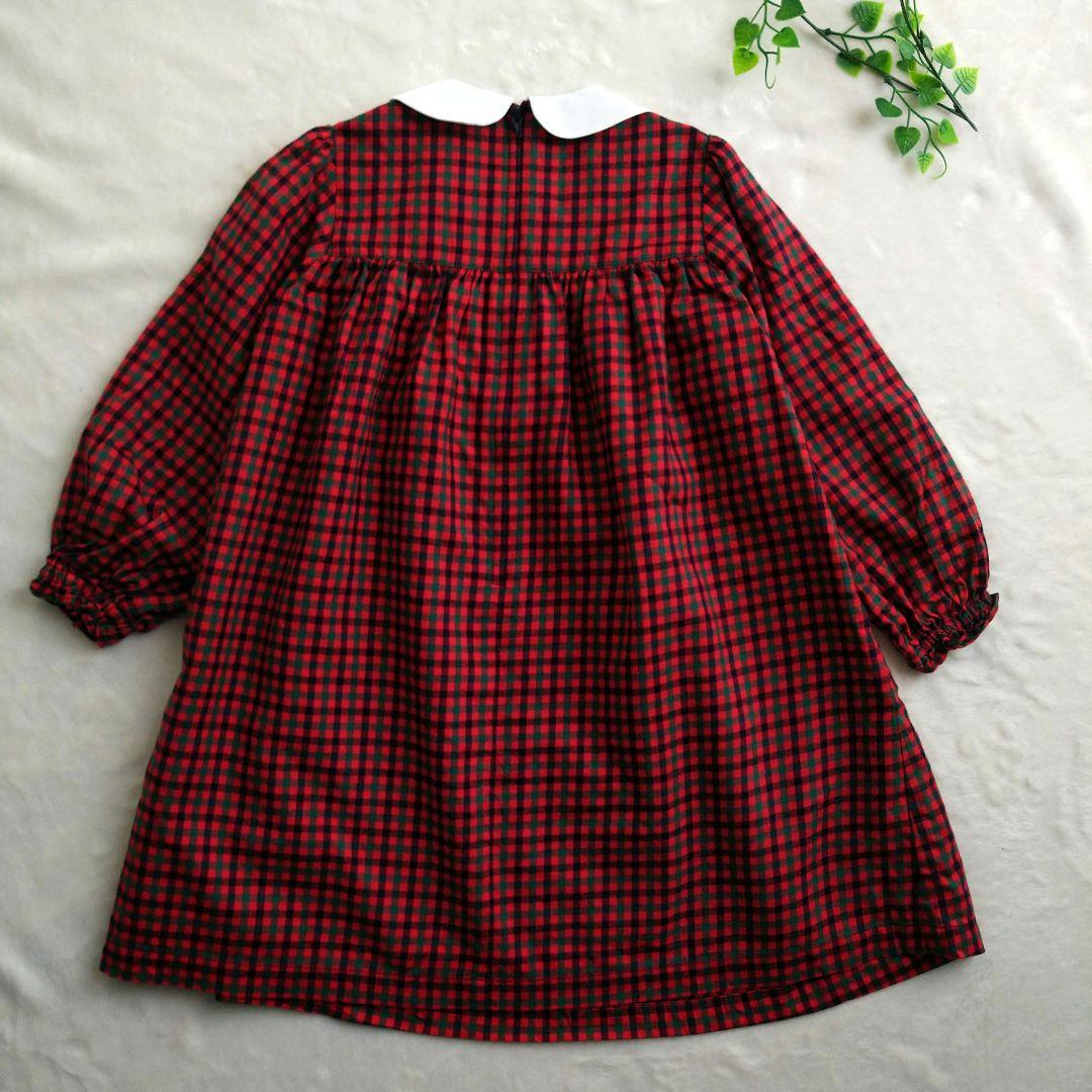 美品】familiar ファミリア ワンピース 白襟 チェック柄 赤 110 - メルカリ