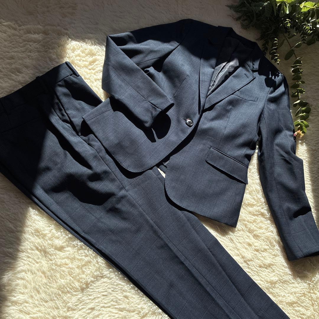 n-line Precious ネイビーチェック ビジネスパンツスーツ13号