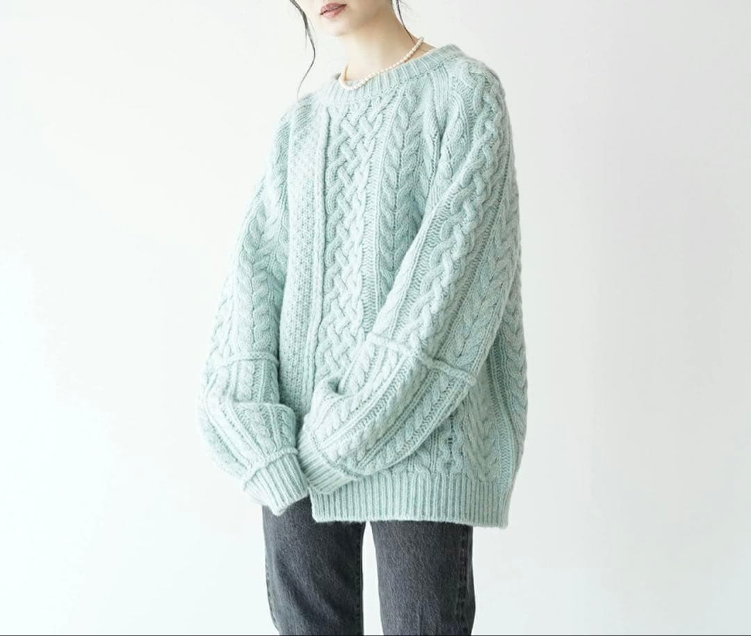 《美品》シンゾーン LINK CABLE KNIT セーター ミントグリーン F