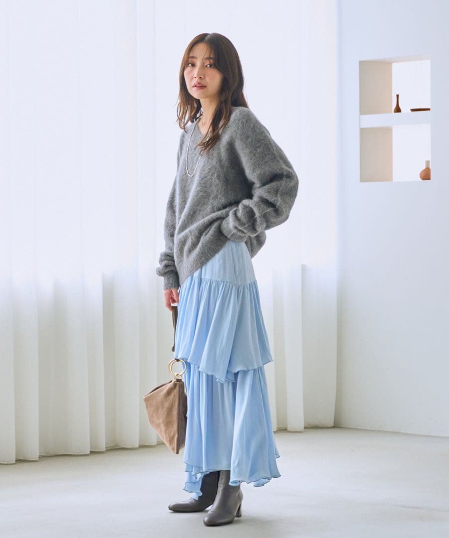 ヘアリーウールカシミヤ混ストレッチ前後2WAYニット ラブティック