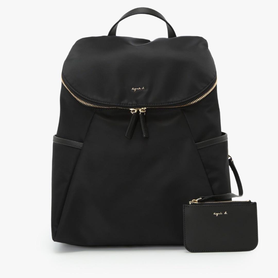 agnes b. アニエスベー バックパック ミニバッグ リュック agnes b. アニエスベー ミニリュック ロゴ/ナイロン ブラック