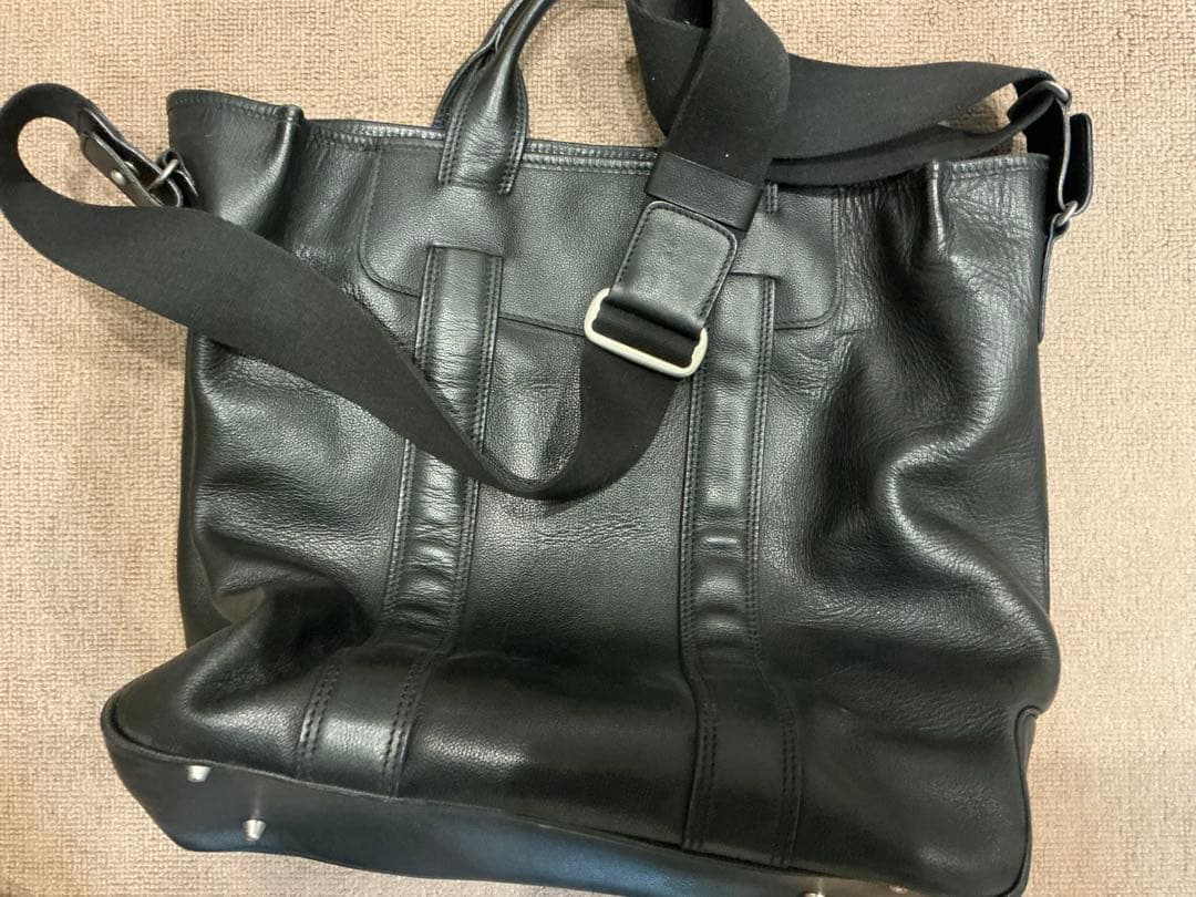 【絶版美品】万双黒サンタフェトートバッグショルダーベルト付L