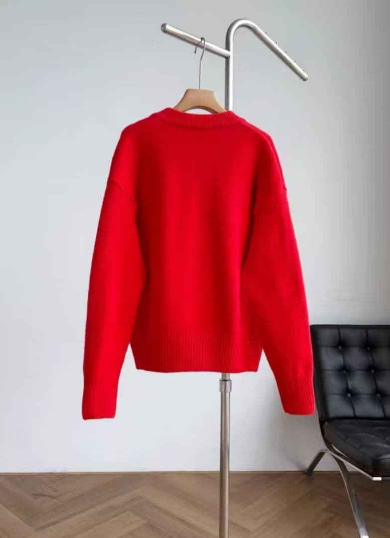 AMI PARIS レッド カーディガン ハート刺繍 - メルカリ