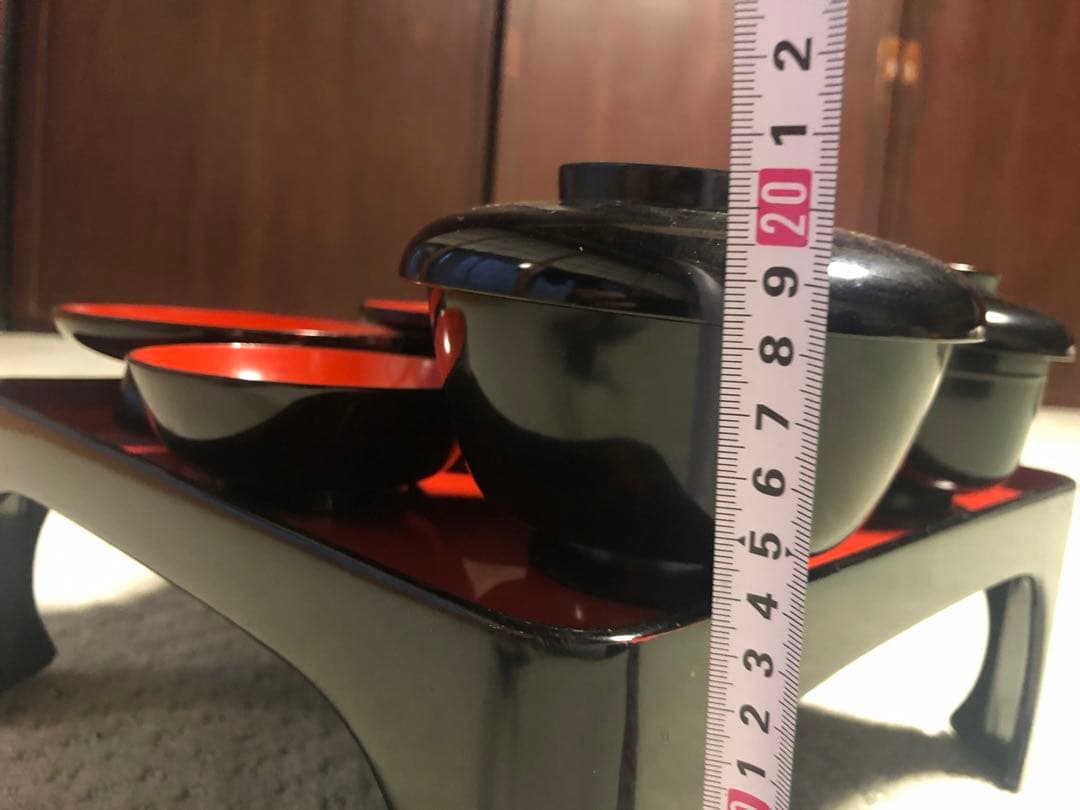 お膳 お椀 5膳 おひつ しゃもじ お盆 セット 木製収納箱付き 骨董品