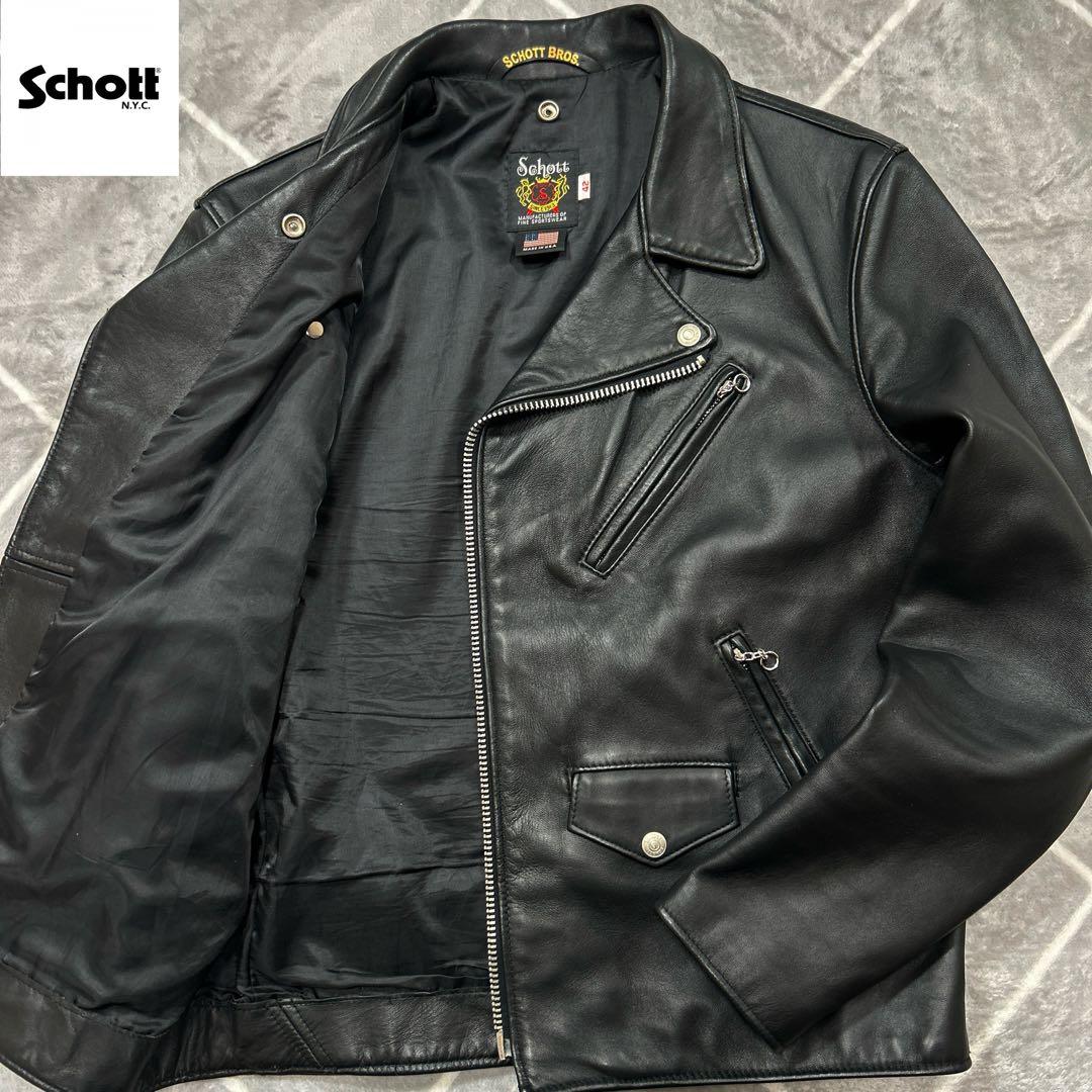 【羊革XL】未使用級 上野商会 SCHOTT ショット ダブルスレザージャケット