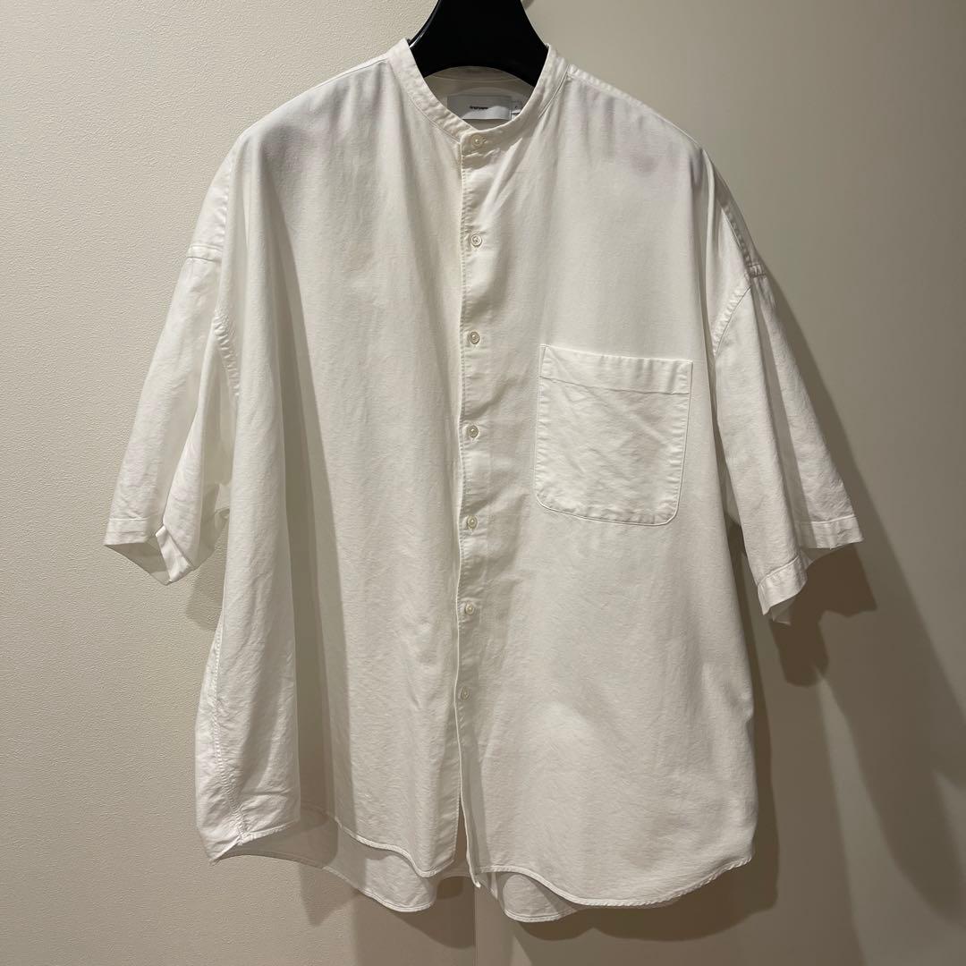 Oxford S/S Oversized Band Collar Shirt 白