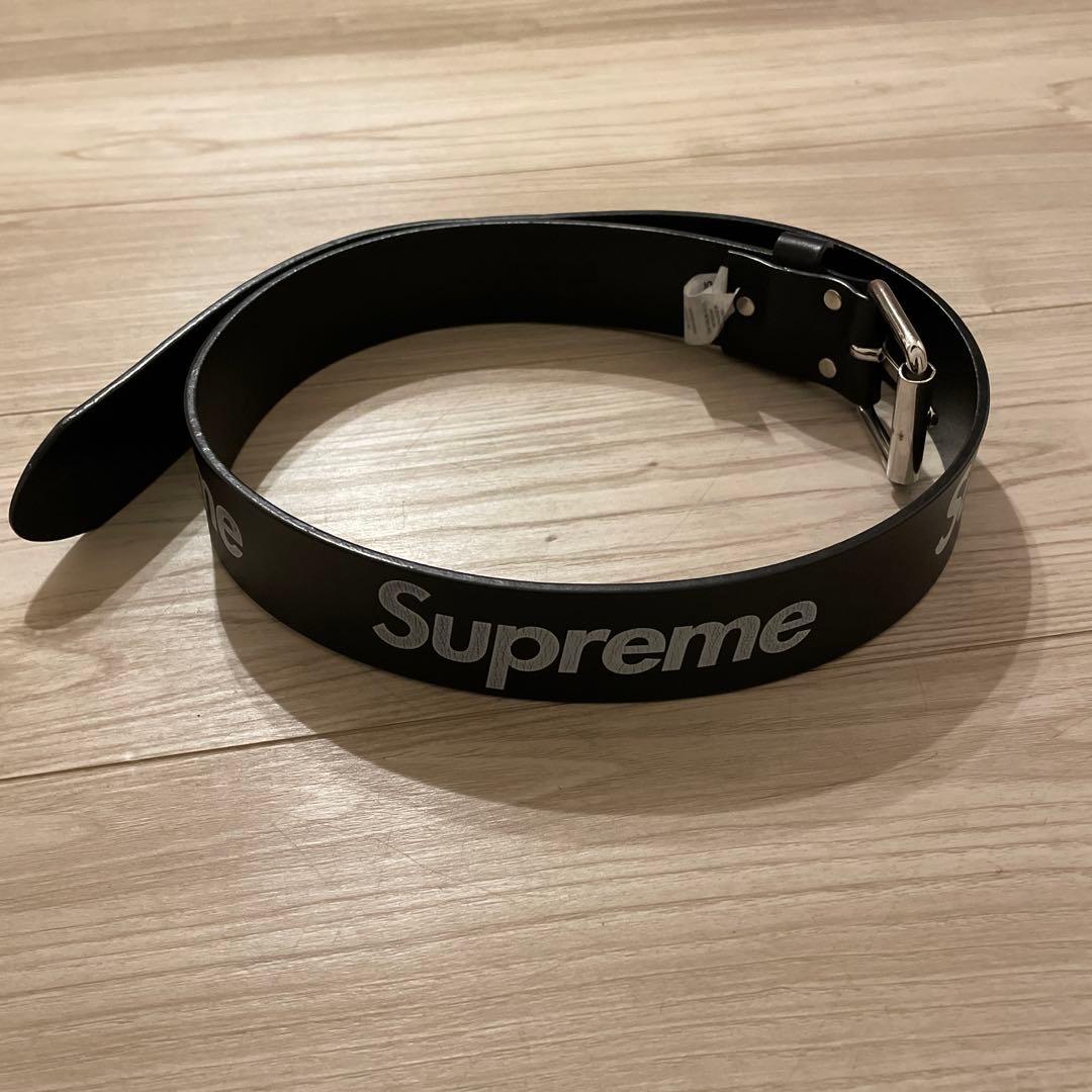 Supreme Repeat Leather Belt ブラック　S/M