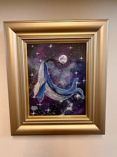 松崎祐哉（東京藝術大学卒業）★星空とクジラ★Ｆ３号★アクリルガッシュ★