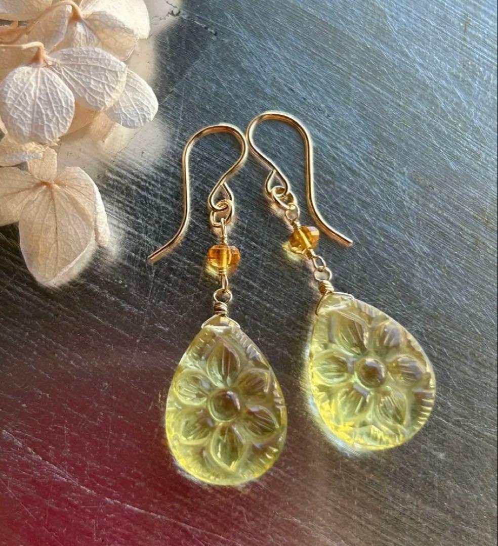 アイリスアゲート リーフシェイプドゥルージピアスチャーム他 14kgf