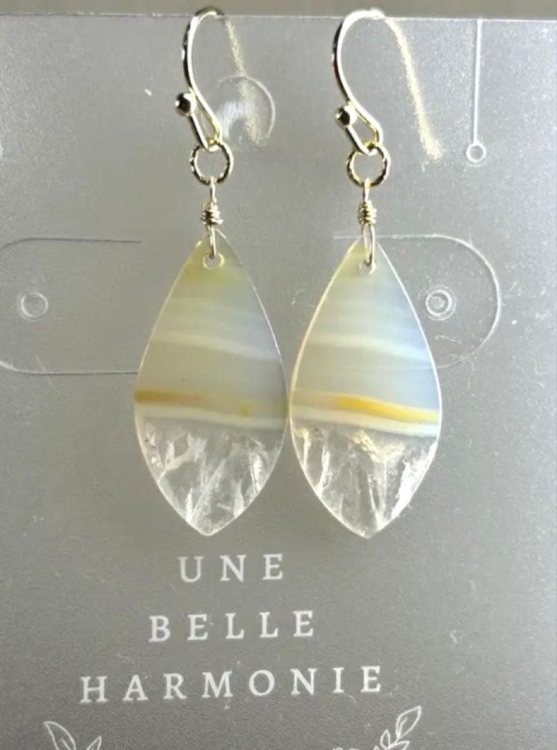 アイリスアゲート リーフシェイプドゥルージピアスチャーム他 14kgf