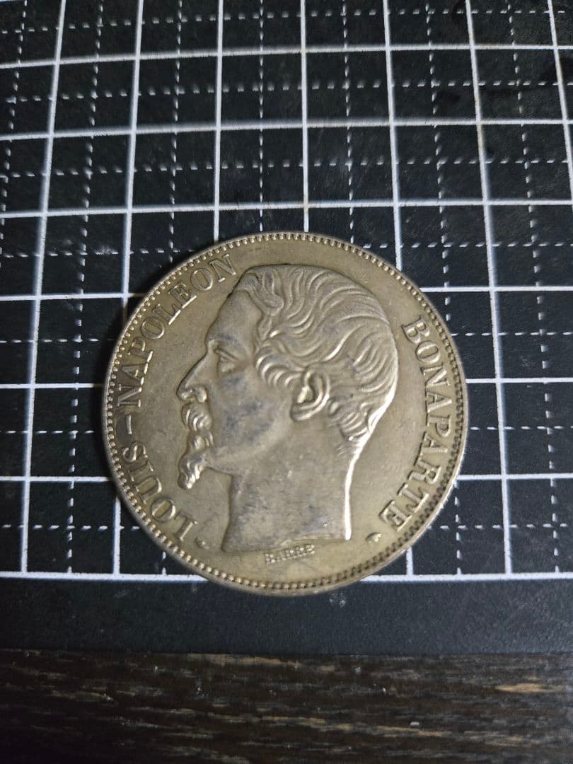 美品 5フラン 1852年 ナポレオン3世 24.89g SV900