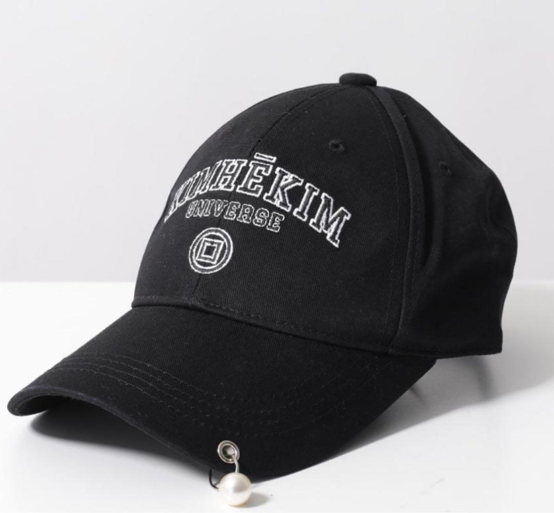 KIMHĒKIM キャップ パールピアス付き ブラック
