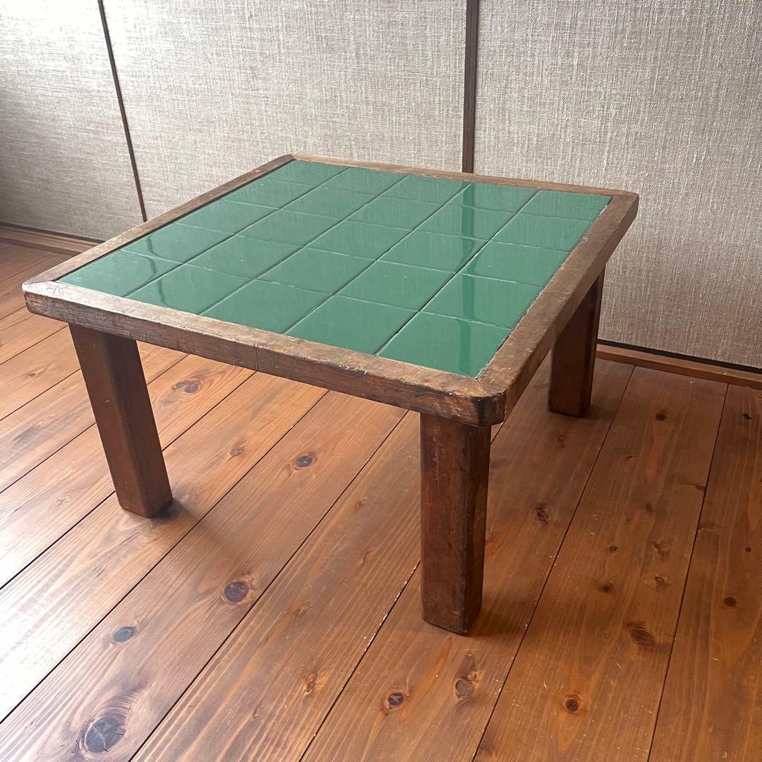 アンティーク ローテーブル タイル 古本屋 1960's ヴィンテージ タイルトップ ローテーブル - アンティーク