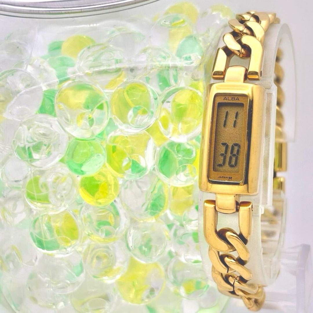 【美品/新品電池】 SEIKO ALBA レディース 腕時計 ゴールド チェーン
