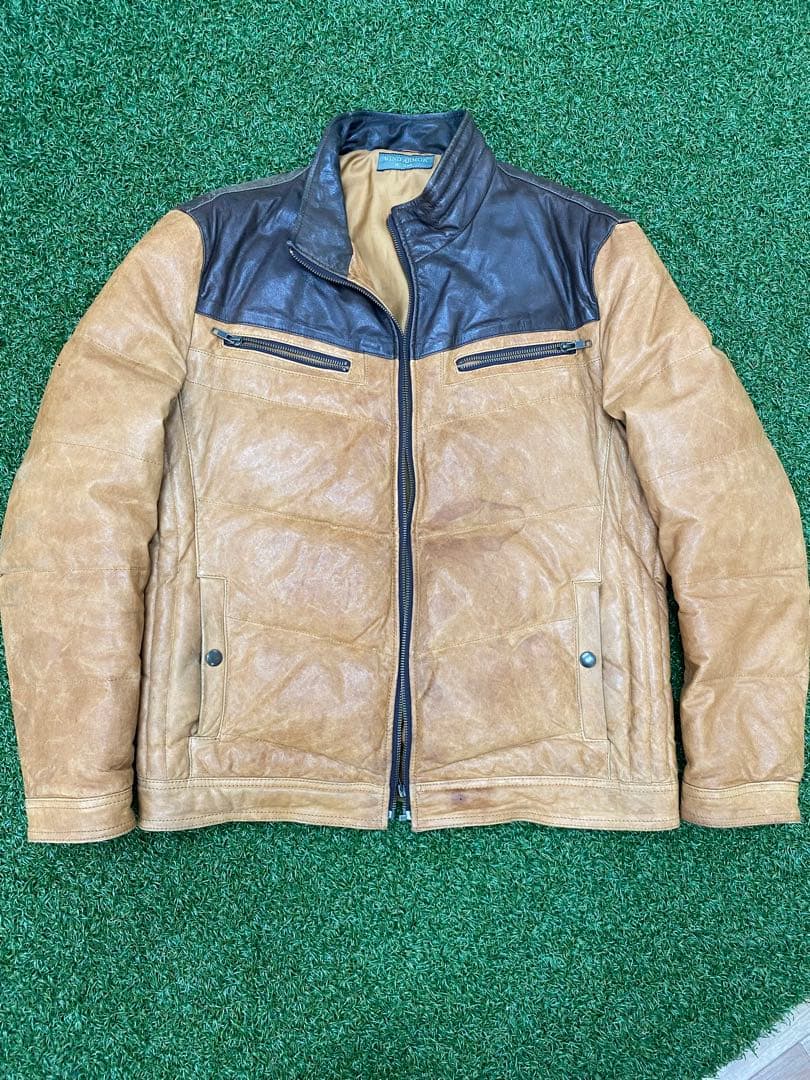 【極暖・希少】WIND ARMOR ニチワ 羊革 レザーダウンジャケット L