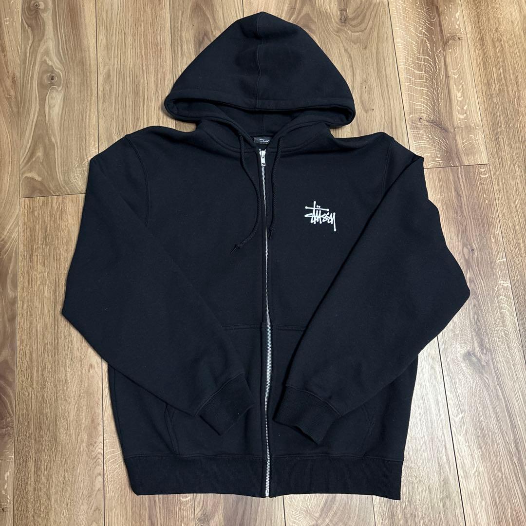 STUSSY ステューシー ジップアップパーカー／ブラック