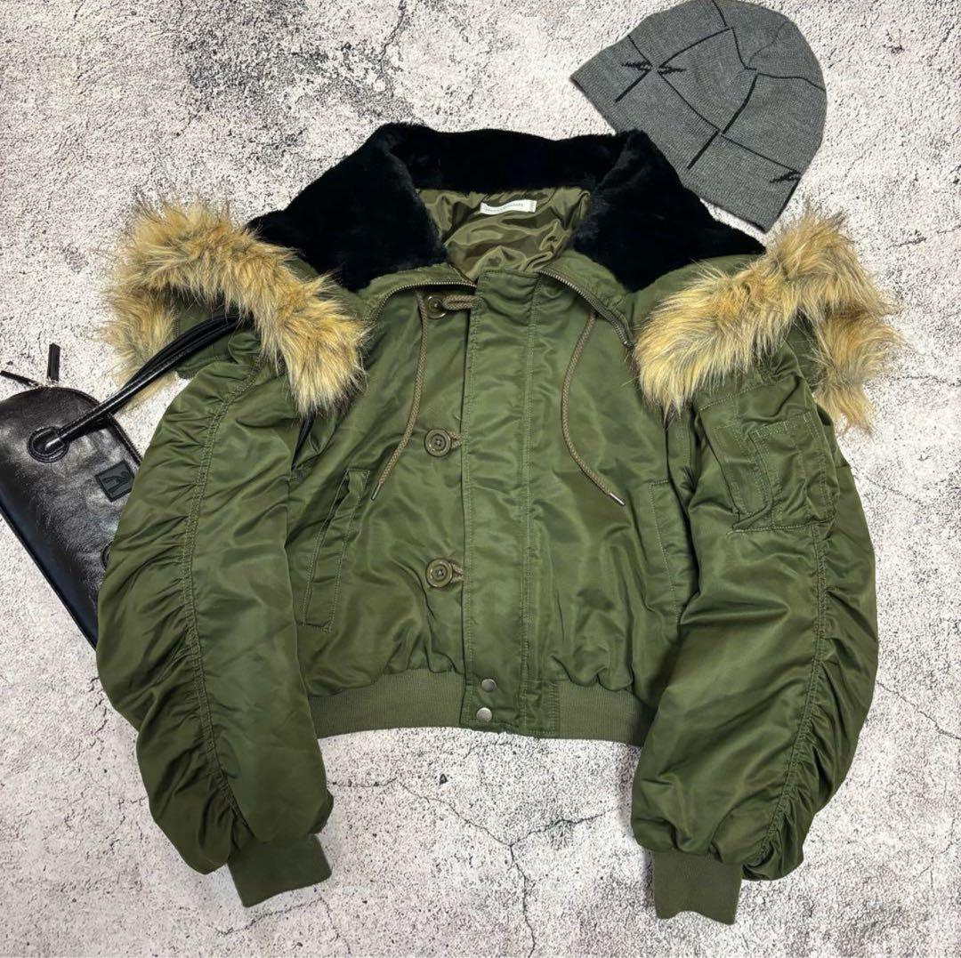 y2k 00s N2B ショート丈　ミリタリージャケット　くしゅくしゅスリーブ