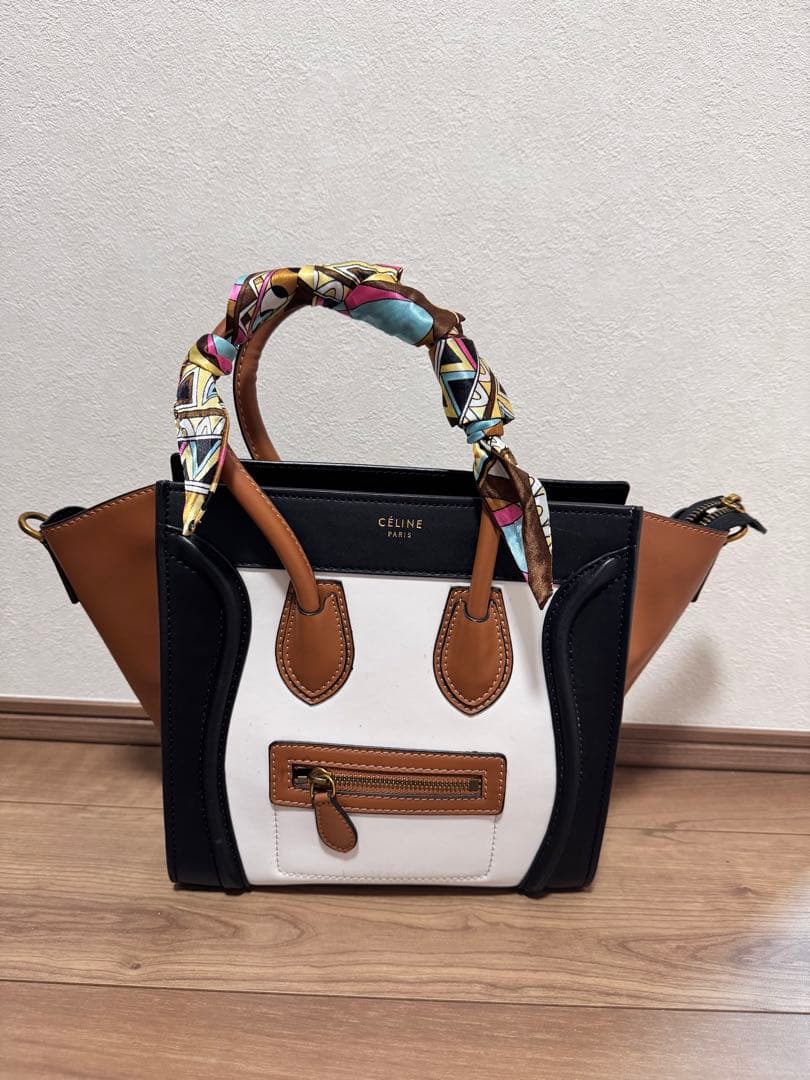 ハンドバッグ ホワイト/ブラウン/ブラック 新アベクトワ バイカラー ハンドバッグ(FREE ブラック): Samantha