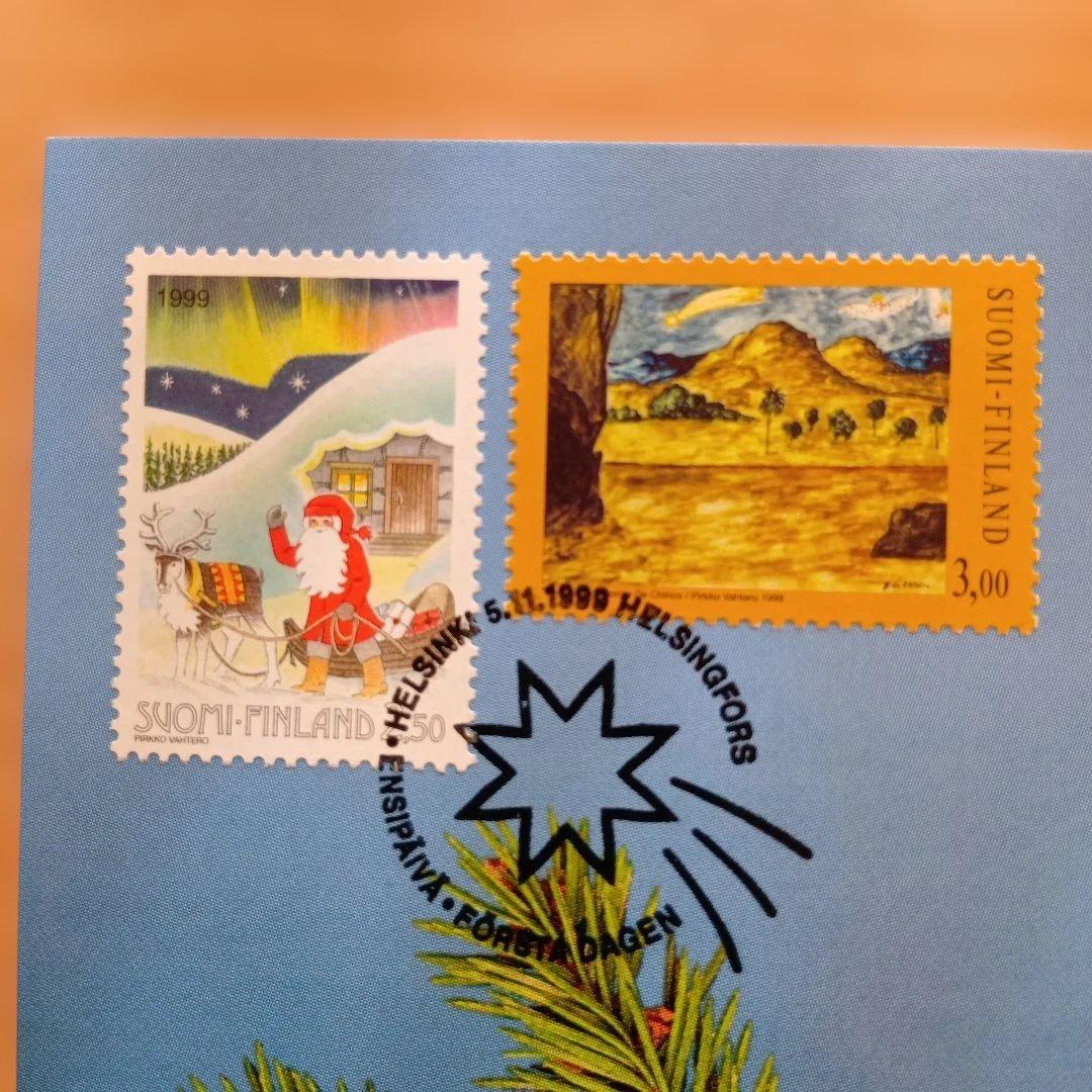 350 フィンランド「1999年クリスマス切手3種とクリスマスカード