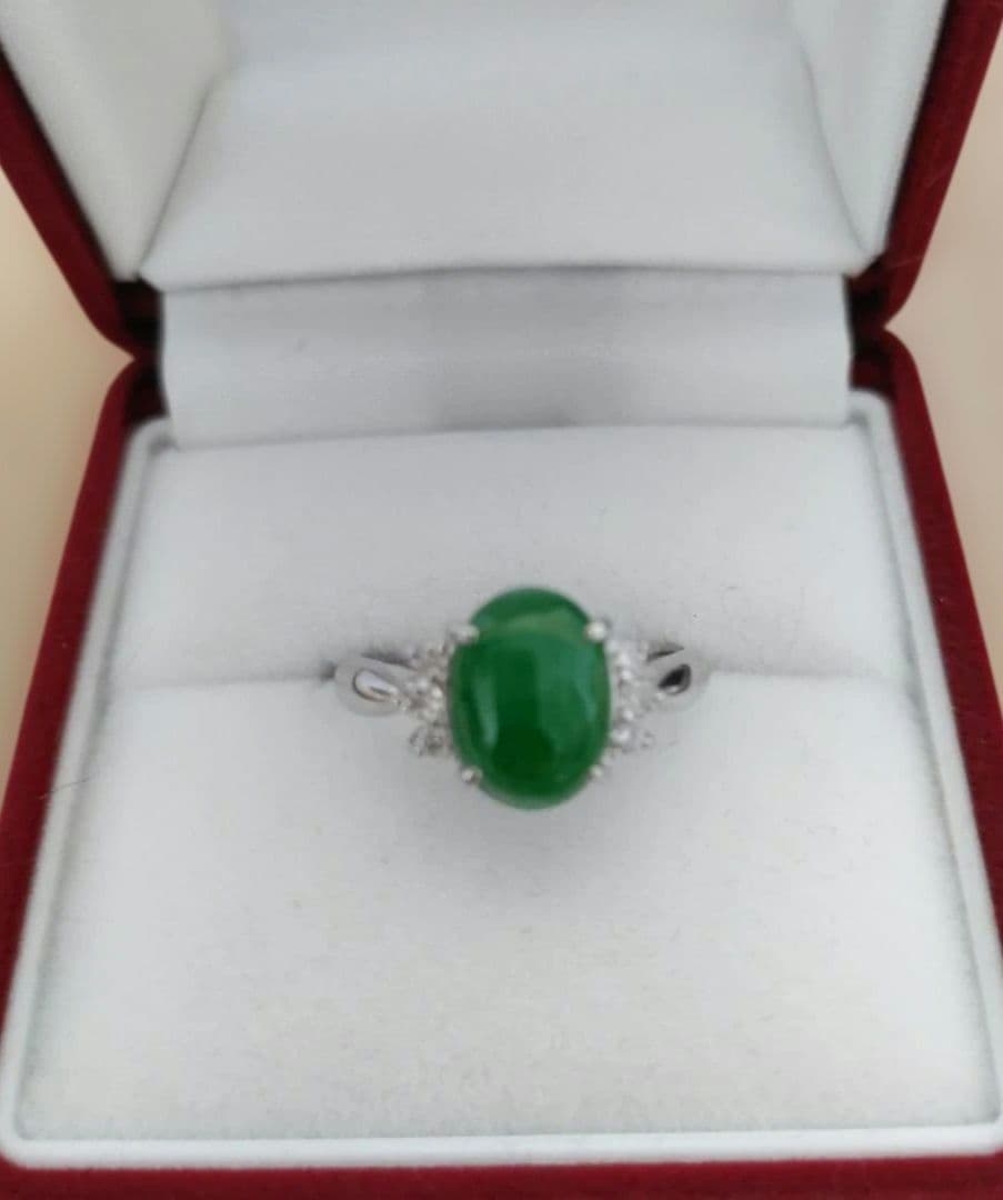 新品♥天然翡翠 2.11ct pt900 D0.12 鑑別付【特価】