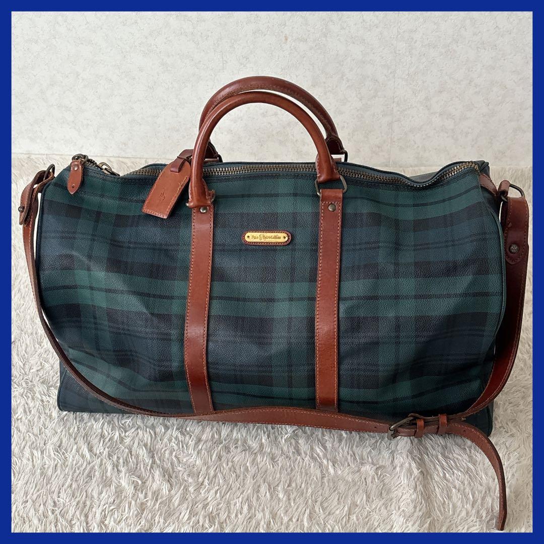 美品】ポロラルフローレン ボストンバッグ 大 2WAY チェック PVCレザー