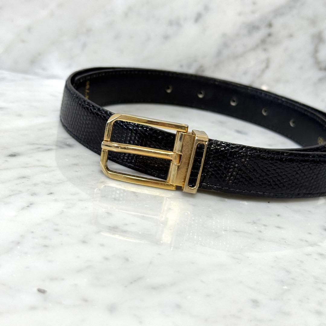 dunhill ダンヒル ベルト リザード革 本革 レザー ブラック ダイヤ