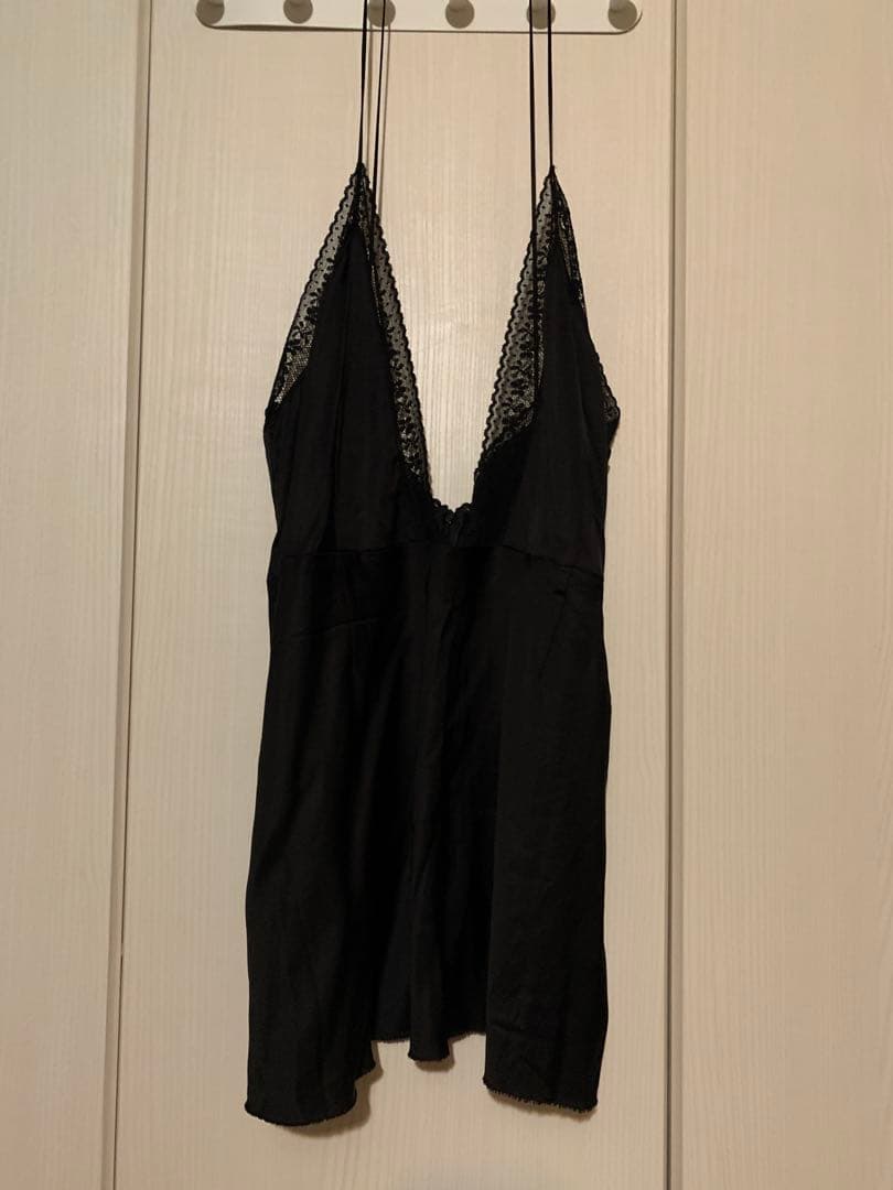 マルジェラMM6レース付きブラックキャミソールサテン黒ブラック MM6 Maison Margiela/エムエム6 メゾン マルジェラ /SMALL JAPANESE