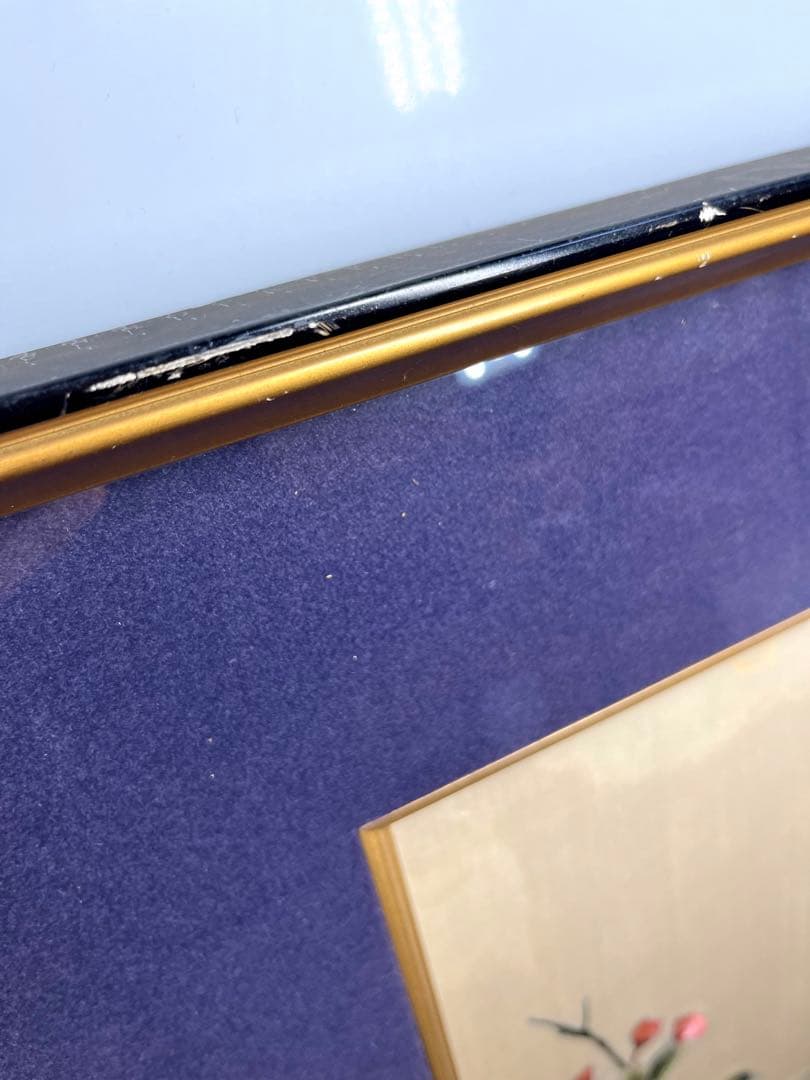 レア 希少【湘綉】ヴィンテージ 刺繍額 中国画 美術品 古美術 ガラス額