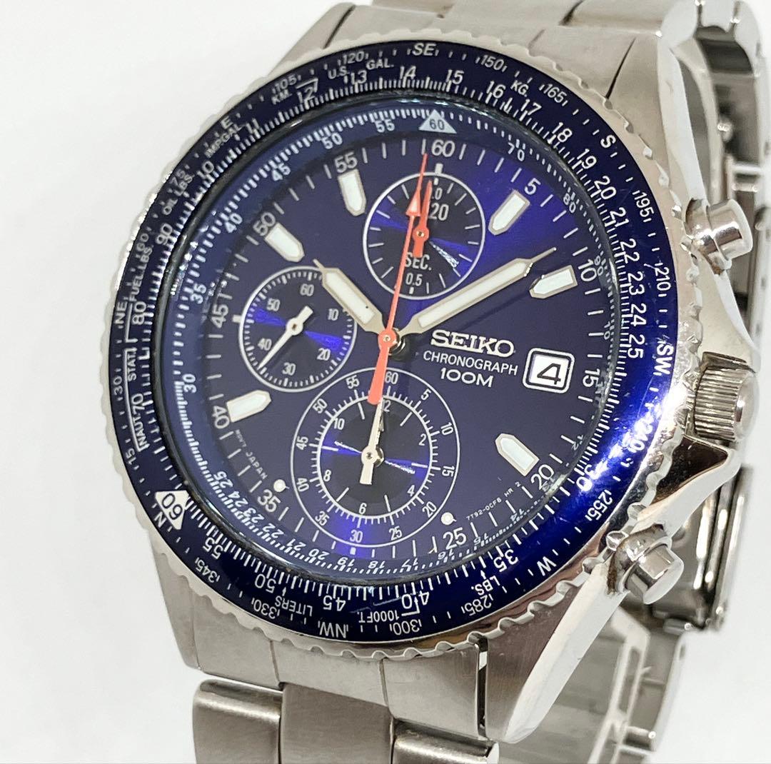 SEIKO セイコー パイロットクロノグラフ 腕時計 7T92-0CF0 稼動品