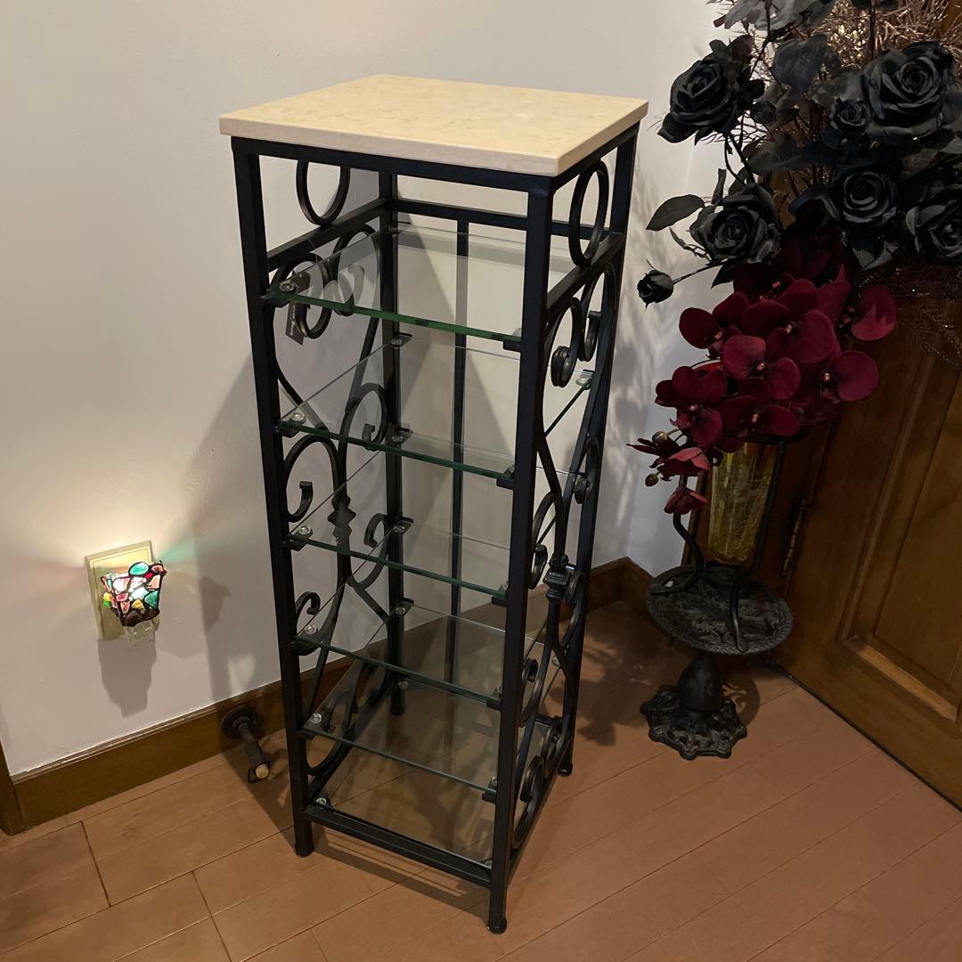 アンティーク調　天板大理石 スリッパラック