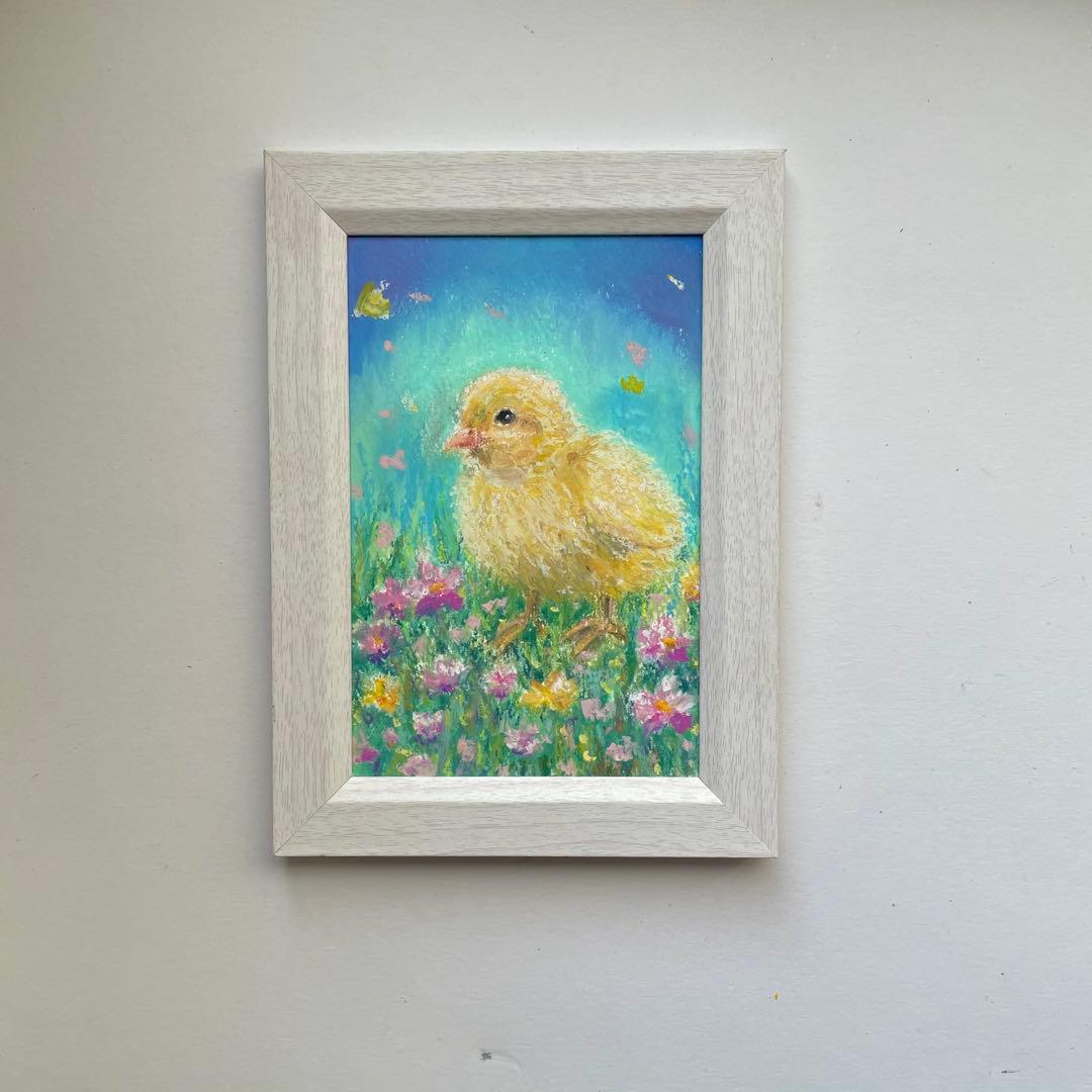 オイルパステル画 ひよこ 2026-1 鳥の絵 - メルカリ
