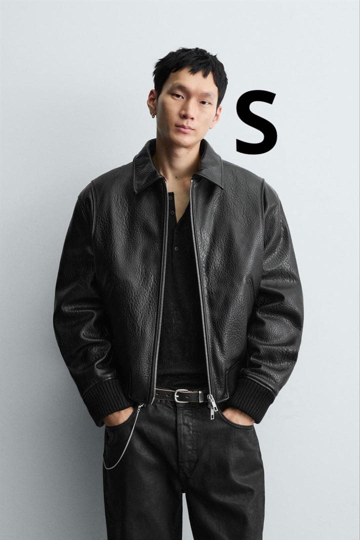 今期モデル ZARA フェイクレザージャケット 短丈 ボンバー ジャケット S ZARA］フェイクレザーボンバージャケット (ZARA/レザージャケット