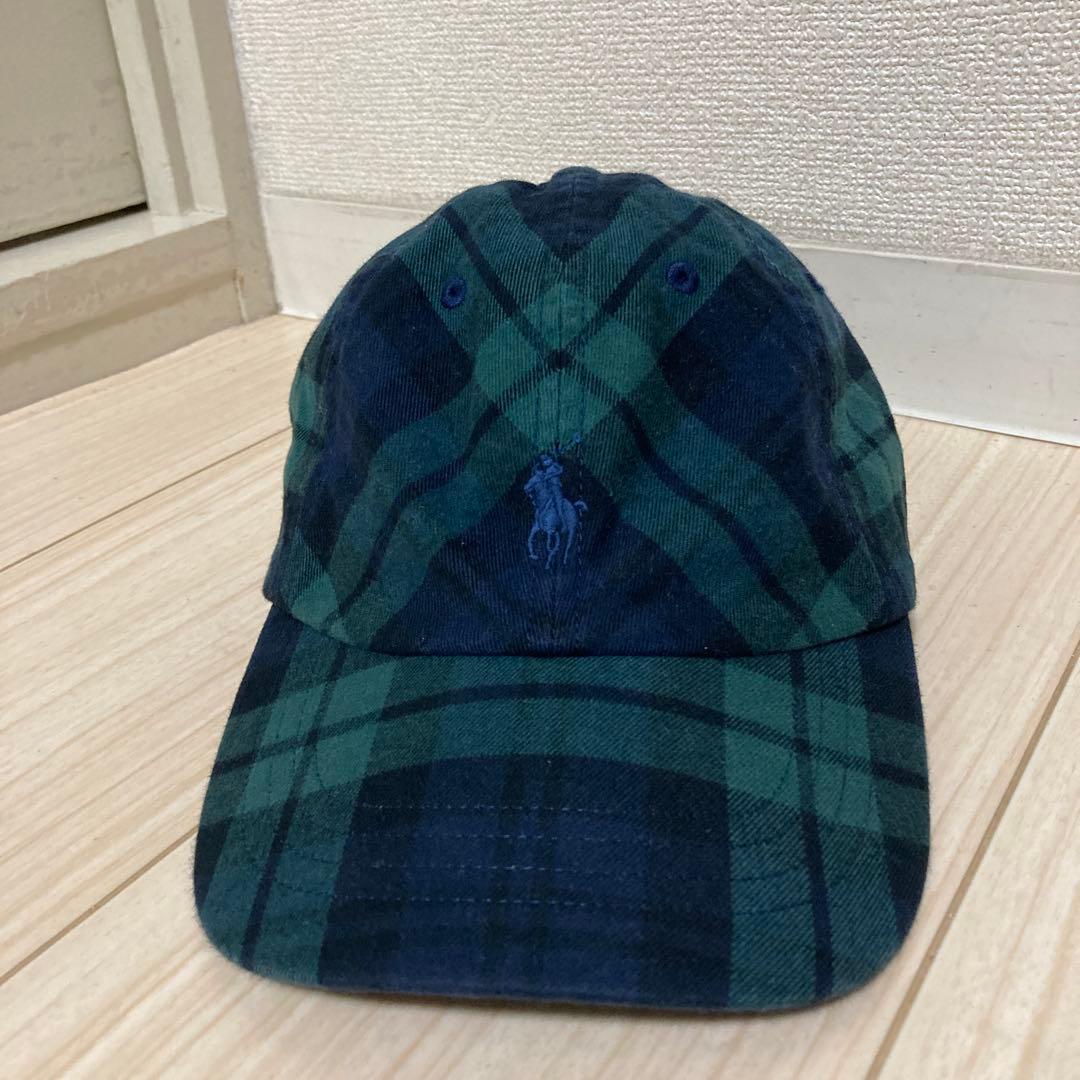 Polo チェック柄 ベースボールキャップ　ラルフローレン ラルフローレンベースボールキャップ レッド・グリーンチェック - メルカリ