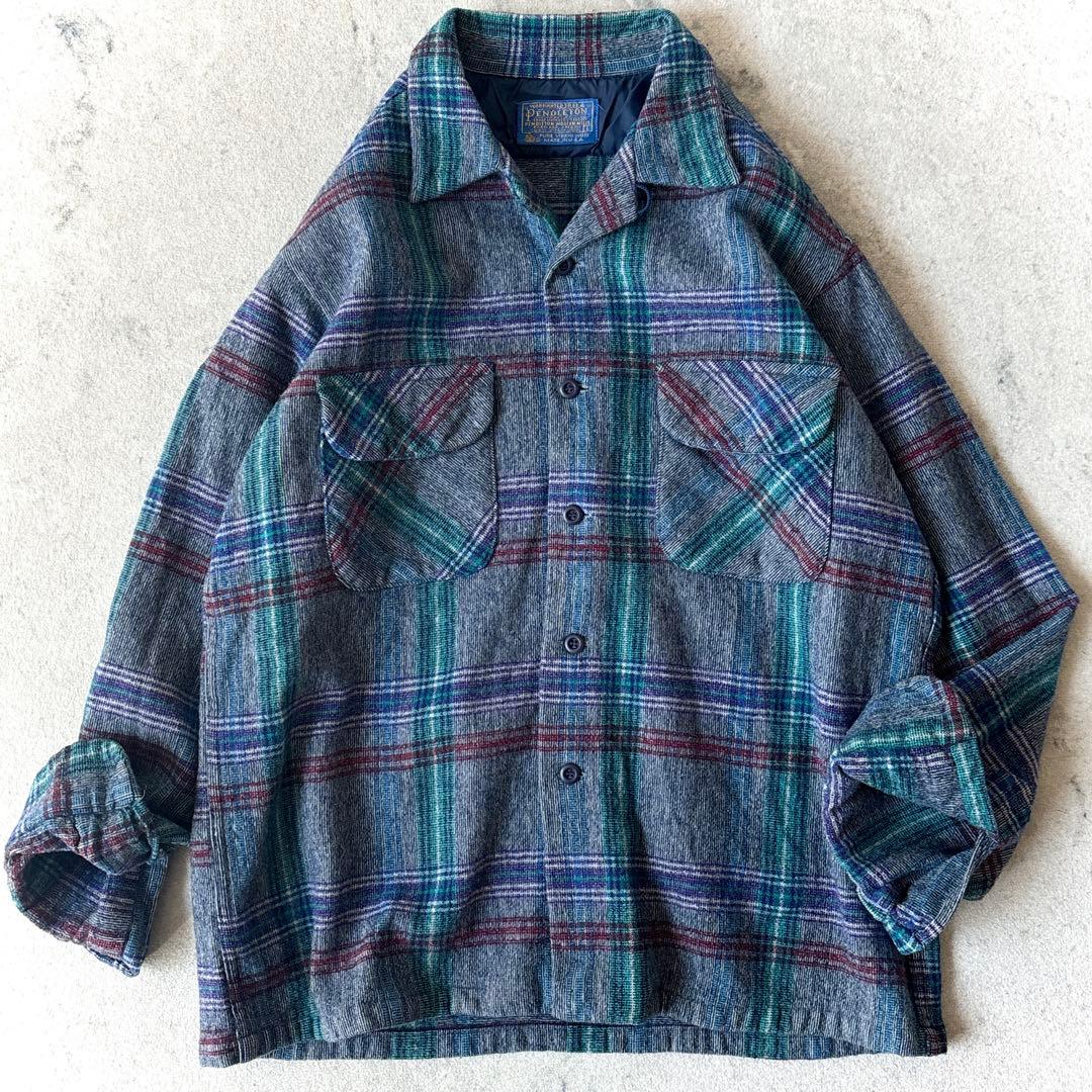 シ*ス様 70s ペンドルトン USA製 ウール 開襟 チェック ボードシャツ