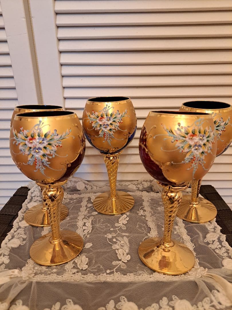 【未使用】ベネチアングラス ワイングラス/シャンパングラス 4個セット