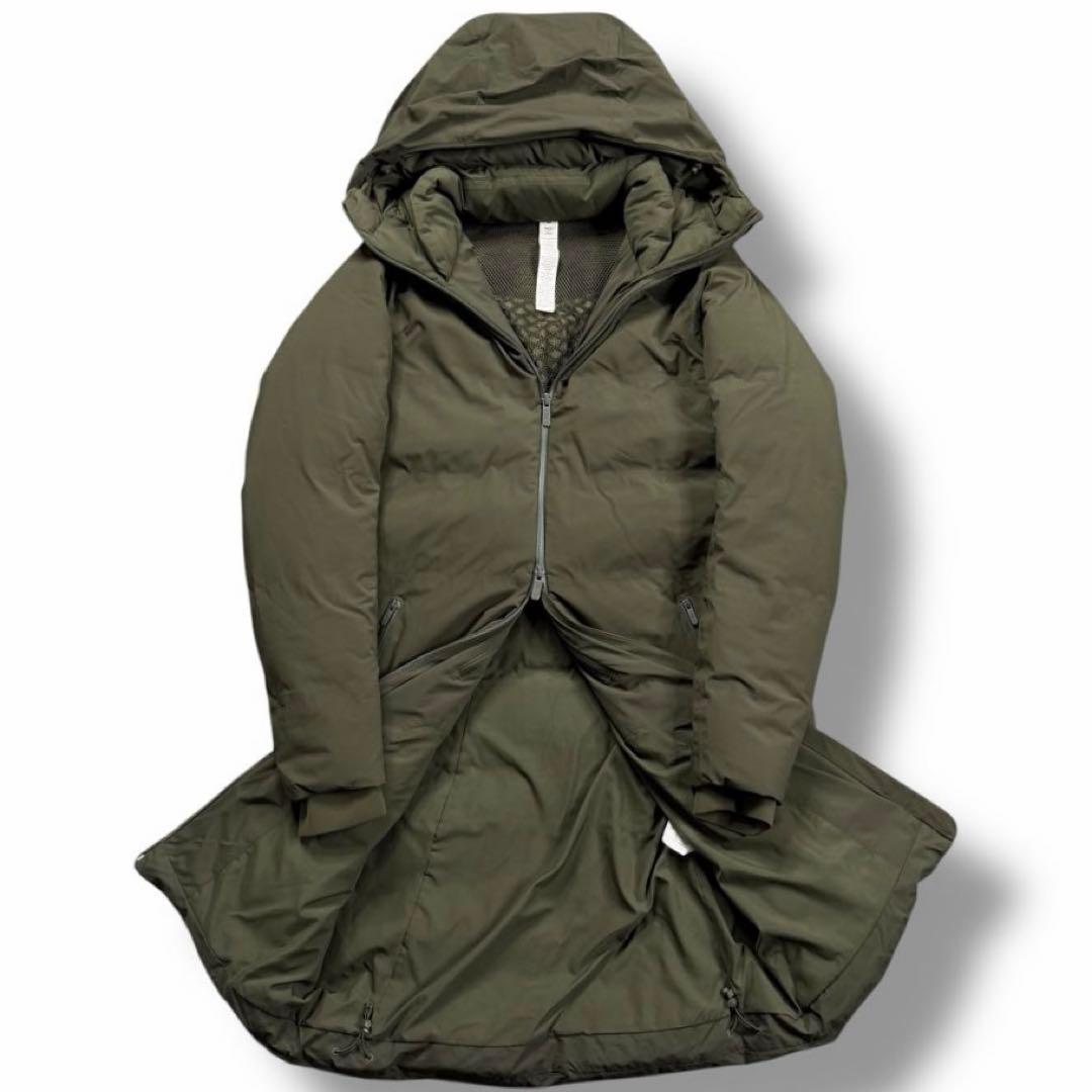 美品 lululemon ルルレモン ダウン アウター ロング ナイロン カーキ
