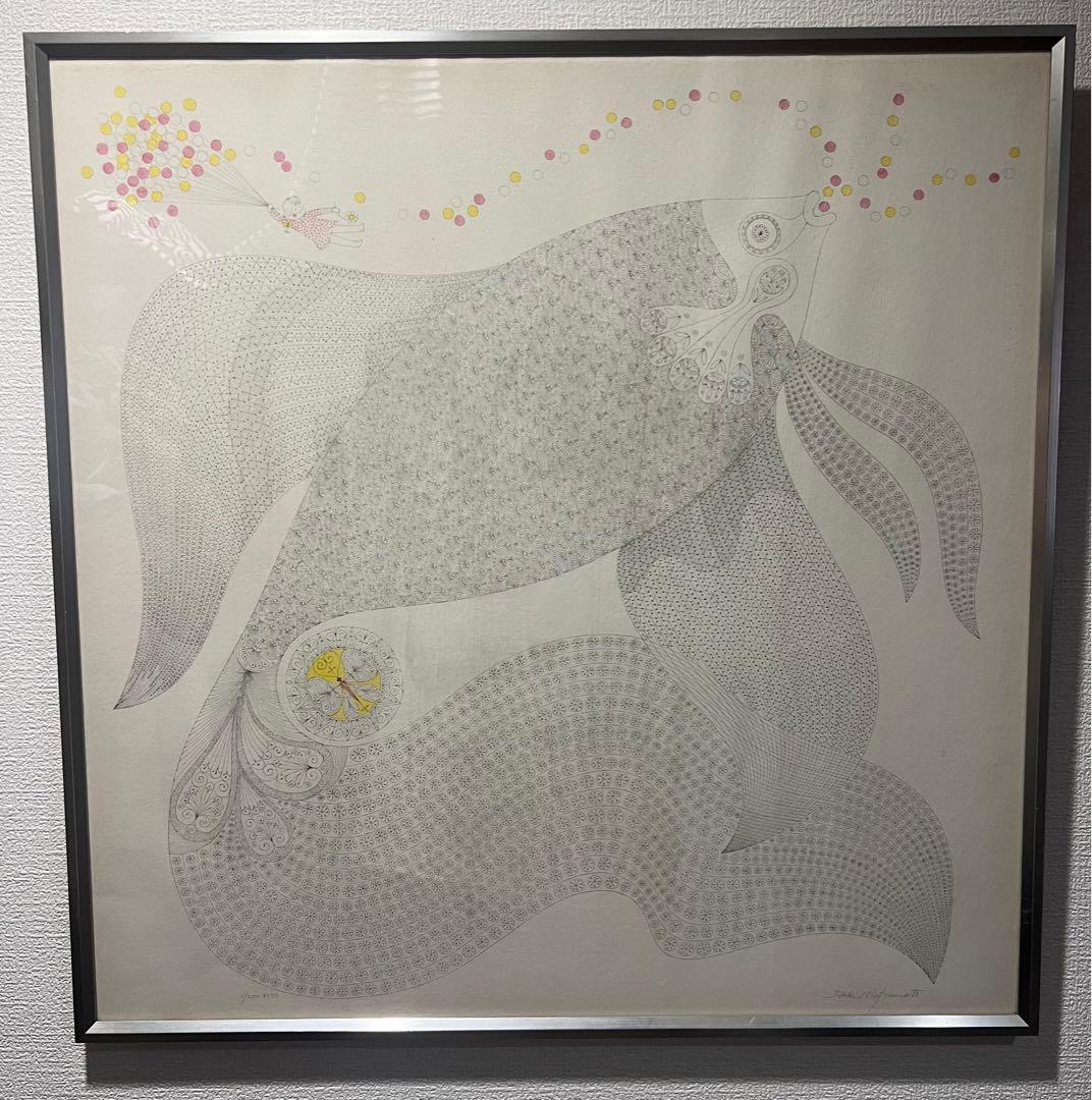 リトグラフ 魚と模様のアート作品